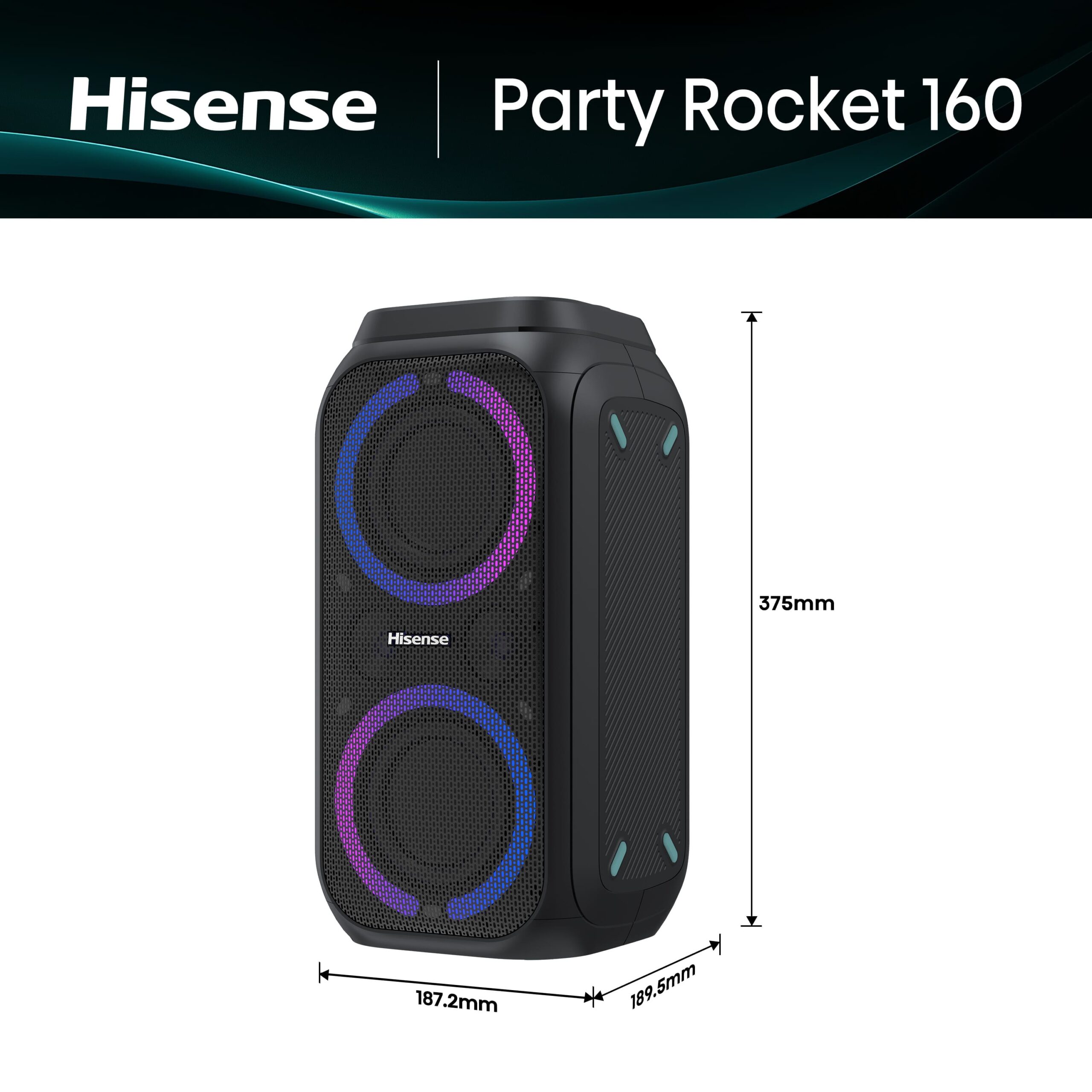 Hisense - Party Rocket HP160 – Altavoz compacto 160W, bluetooth