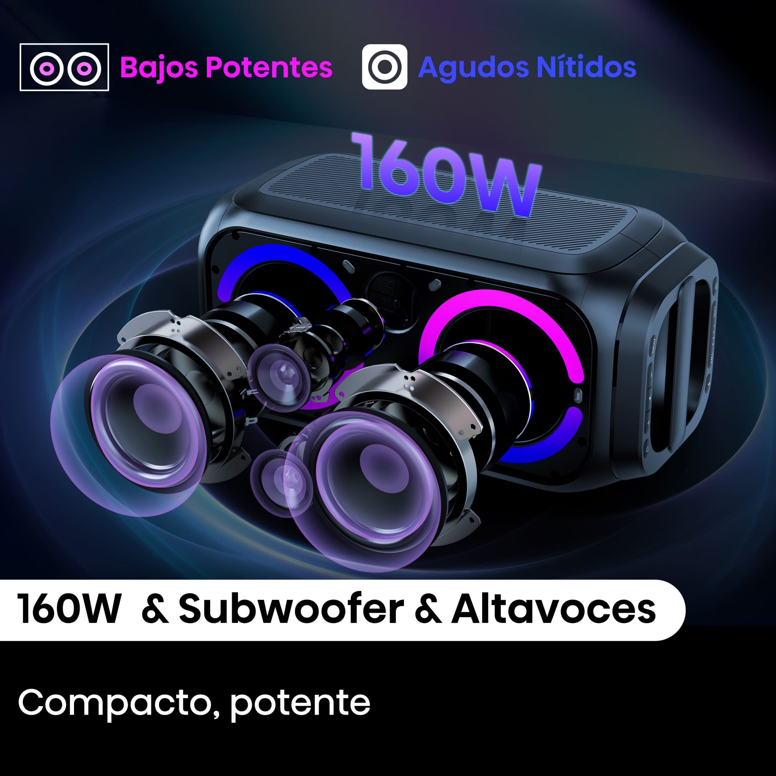 Hisense - Party Rocket HP160 – Altavoz compacto 160W, bluetooth