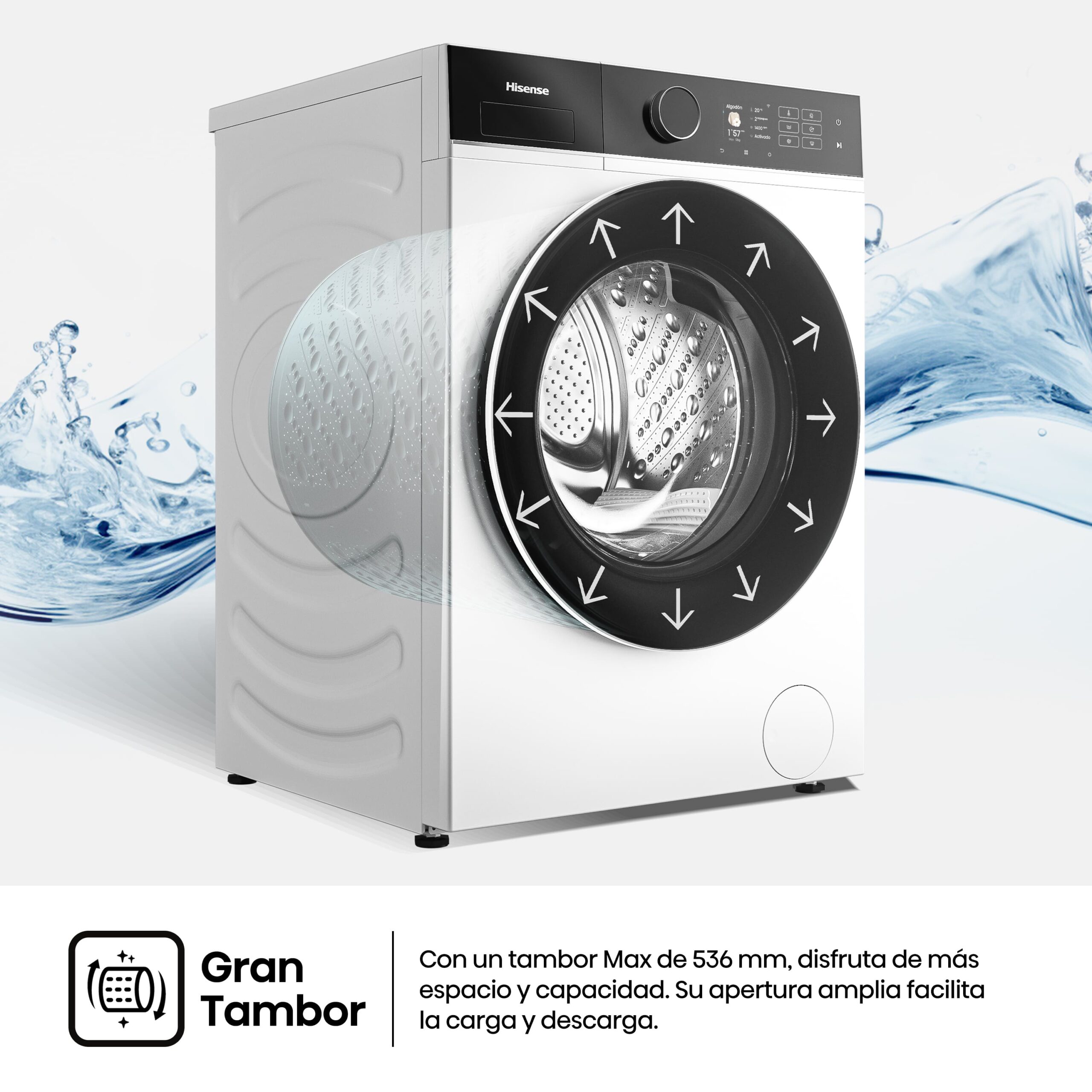 Hisense - WD5I1245BWR – Lavasecadora De Libre Instalación, A-40%, 12 kg/8 kg, 1400 rpm, Blanco