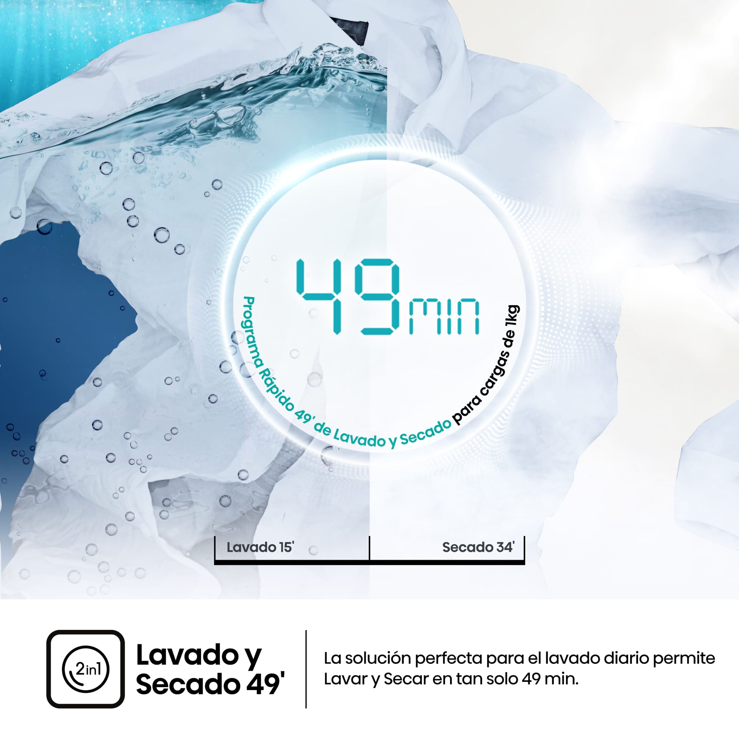 Hisense - WD5I1245BWR – Lavasecadora De Libre Instalación, A-40%, 12 kg/8 kg, 1400 rpm, Blanco