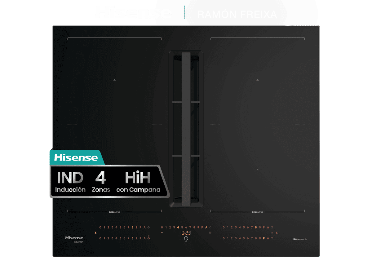 HEH6443BSCWF - Placa Inducción Con Extracción de Aire, 4 Zonas, Capacidad 7360W, Color Negro