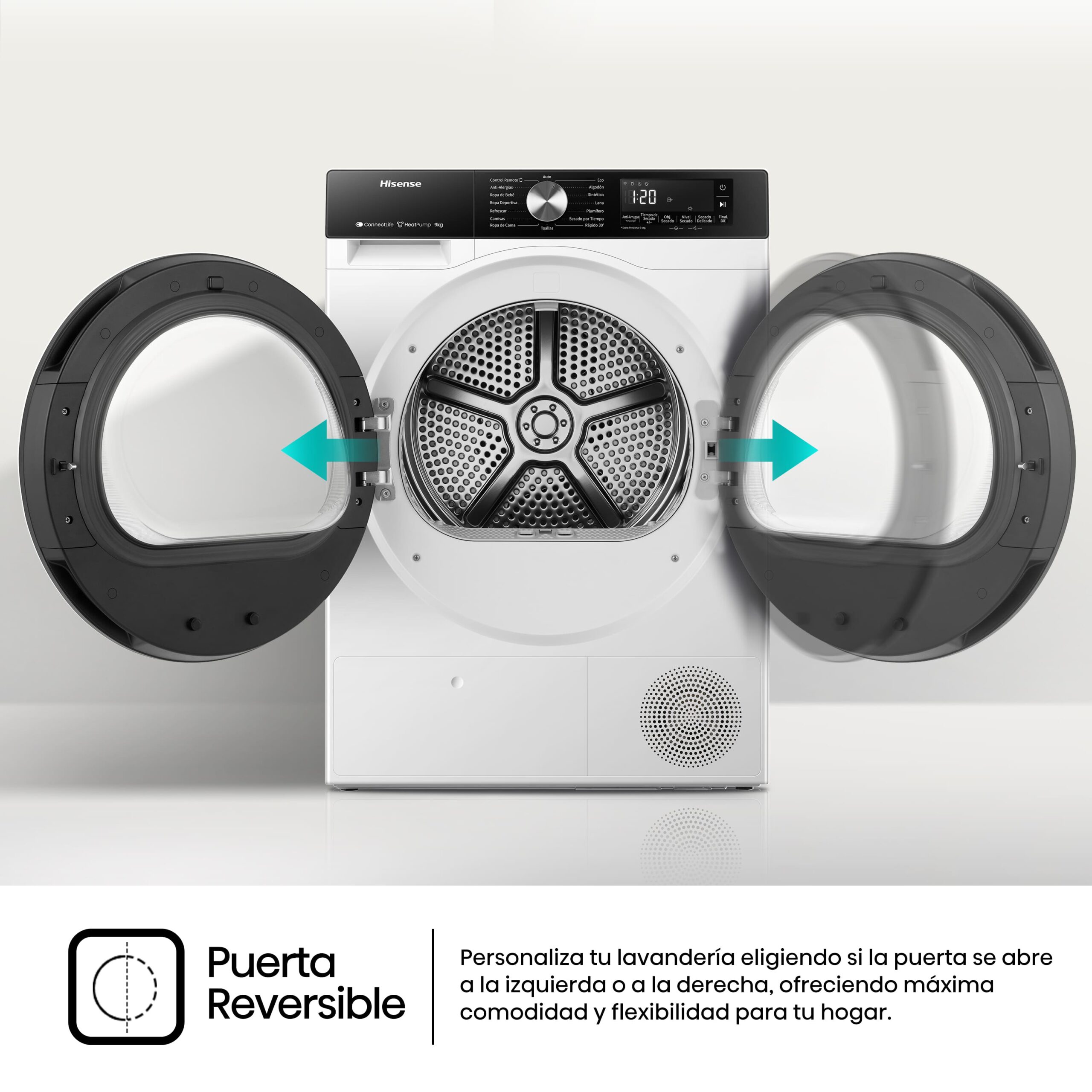 Hisense - DH3S902BWCC – Secadora De Libre Instalación, Clase C, Capacidad 9 kg, Color Blanco