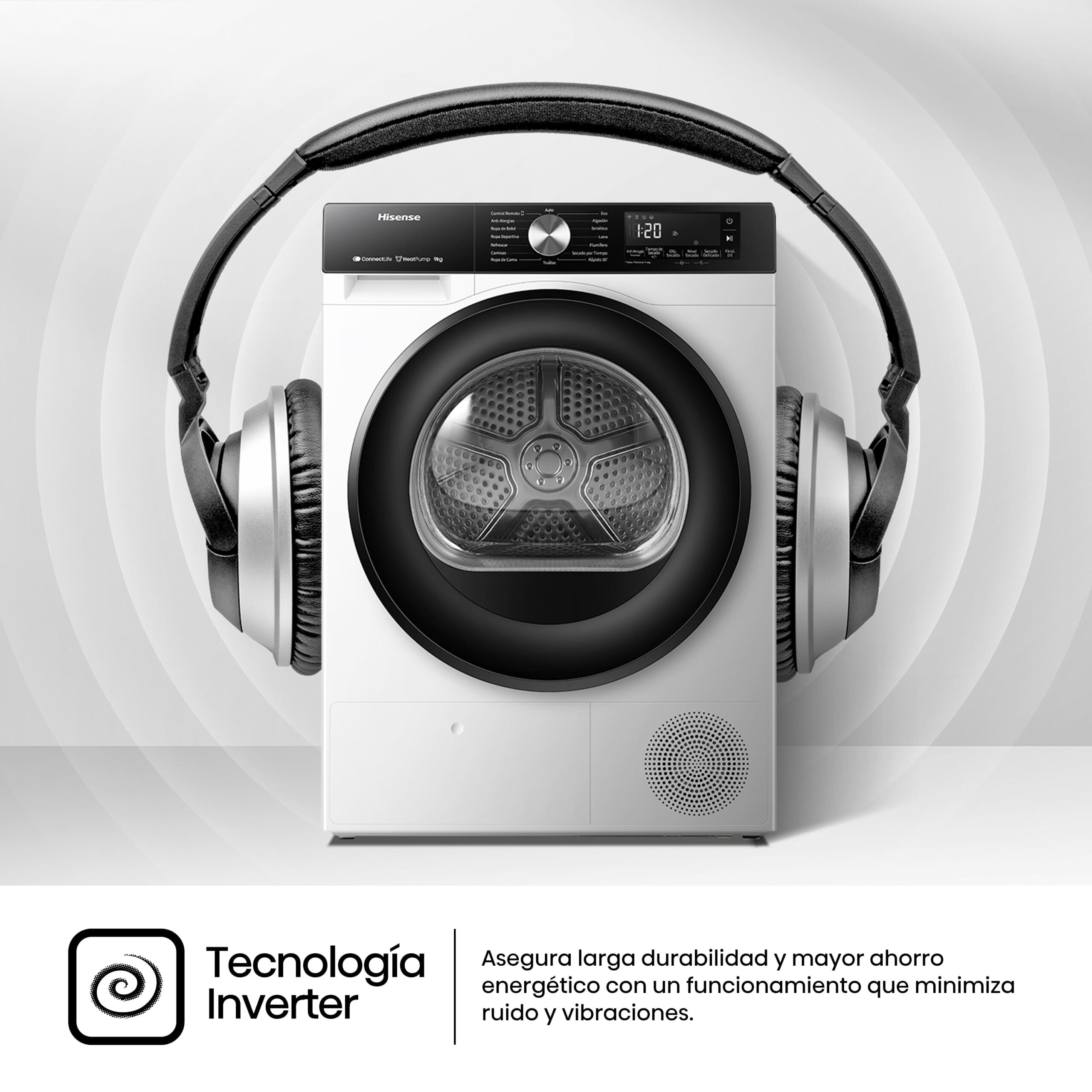 Hisense - DH3S902BWCC – Secadora De Libre Instalación, Clase C, Capacidad 9 kg, Color Blanco