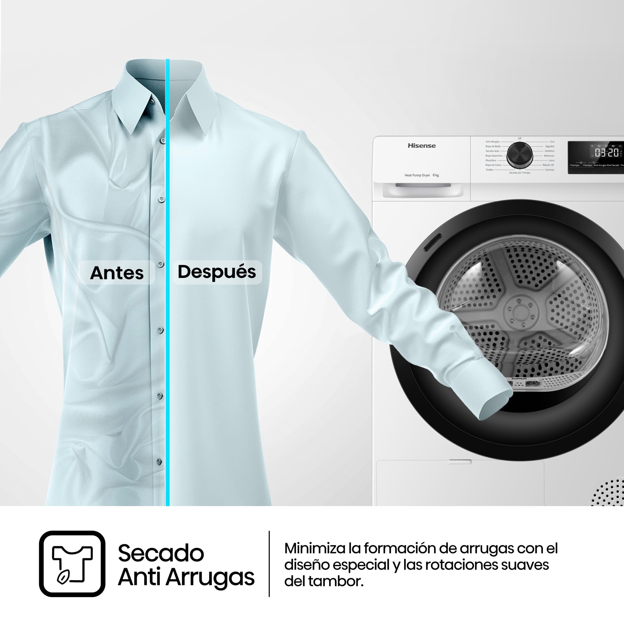 Hisense - DHQE800BW2 – Secadora, Clase D, Capacidad 8 Kg, Color Blanco