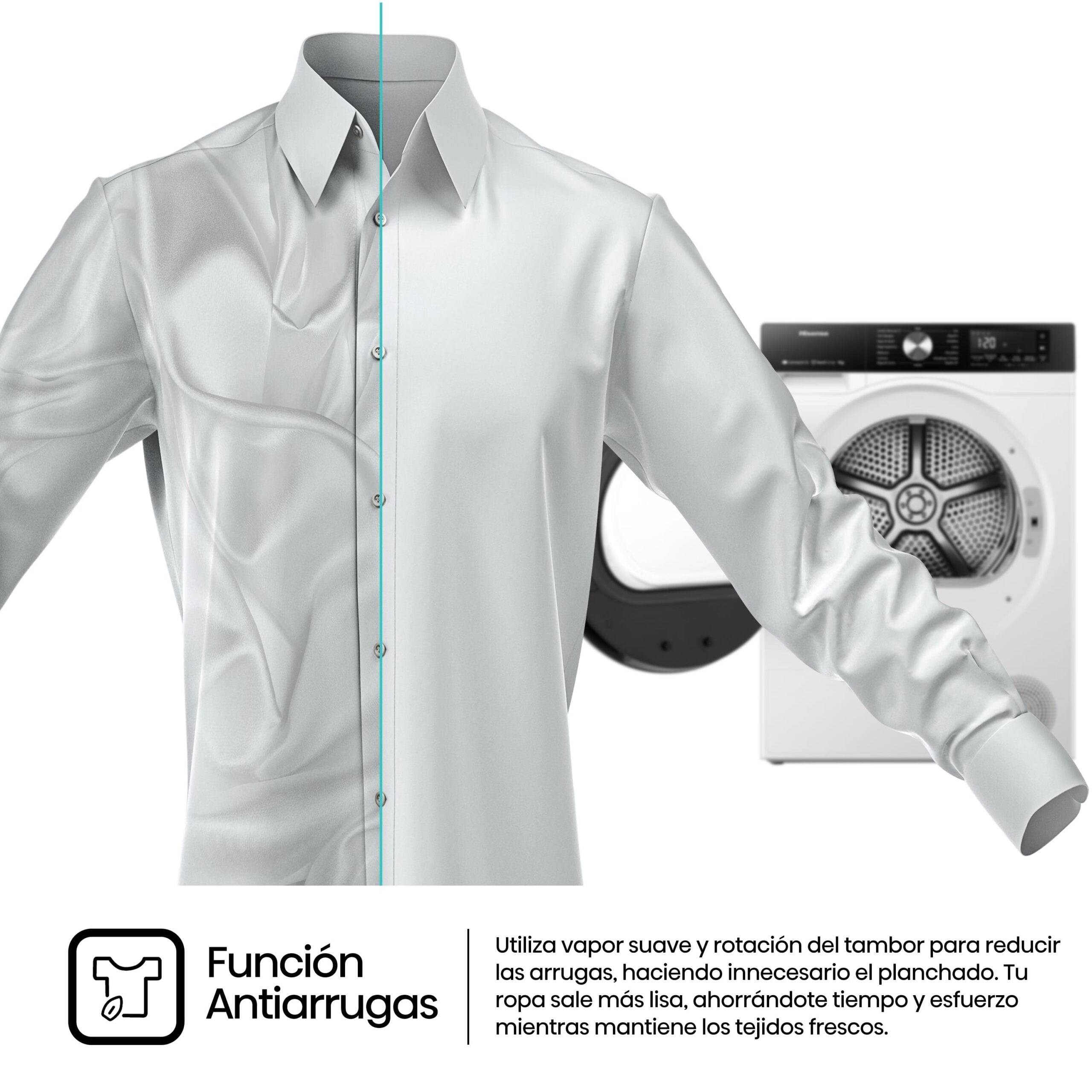 Hisense - DH3S902BWCC – Secadora De Libre Instalación, Clase C, Capacidad 9 kg, Color Blanco