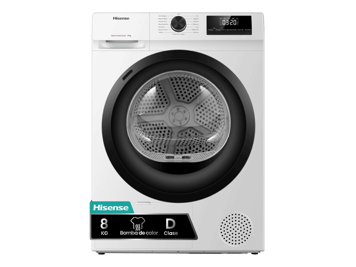 DHQE800BW2 - Secadora, Clase D, Capacidad 8 Kg, Color Blanco