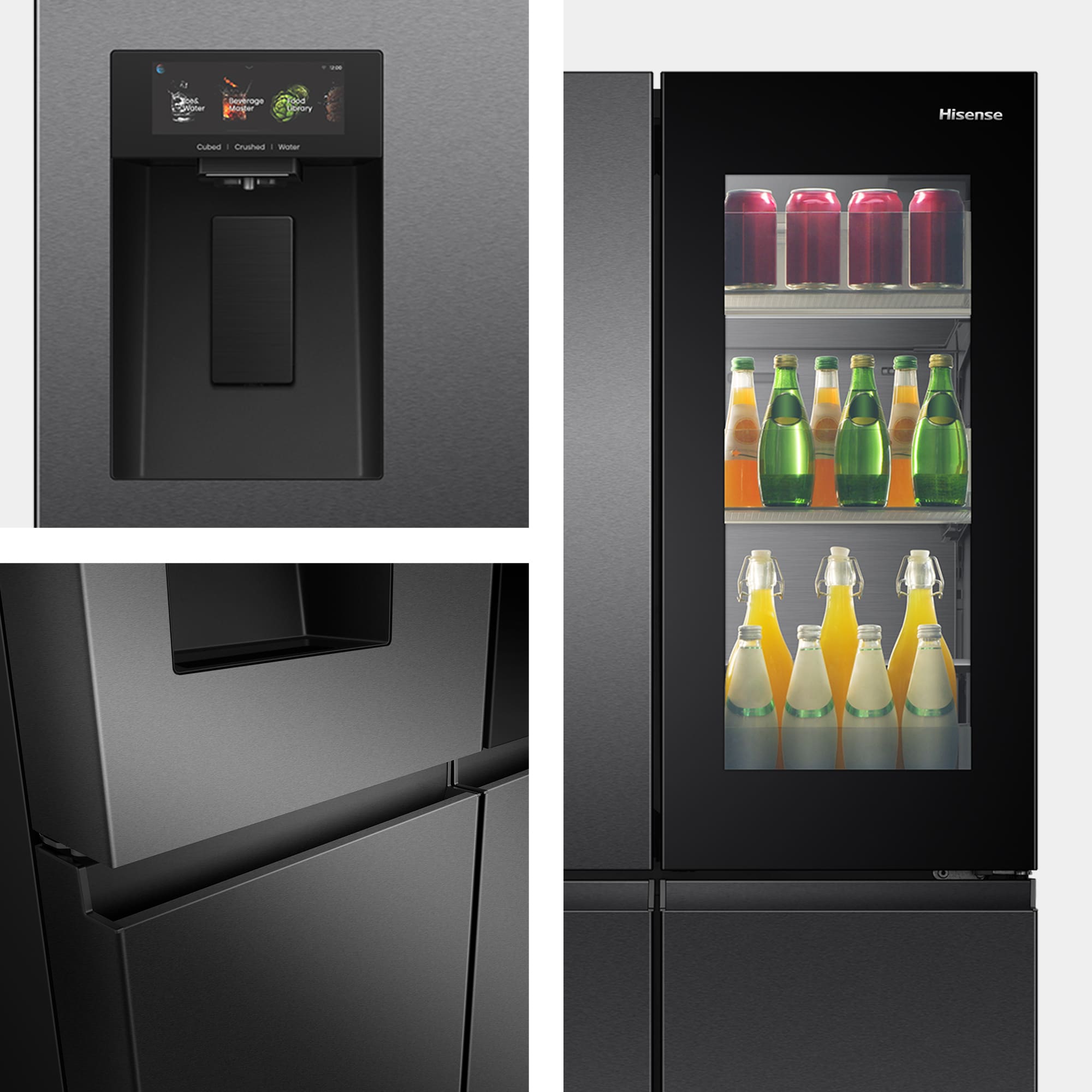 Hisense - RQ600P7SKE – Americano 4 Puertas De Libre Instalación, Clase E, Capacidad 615L, Color Dark Inox (Negro)