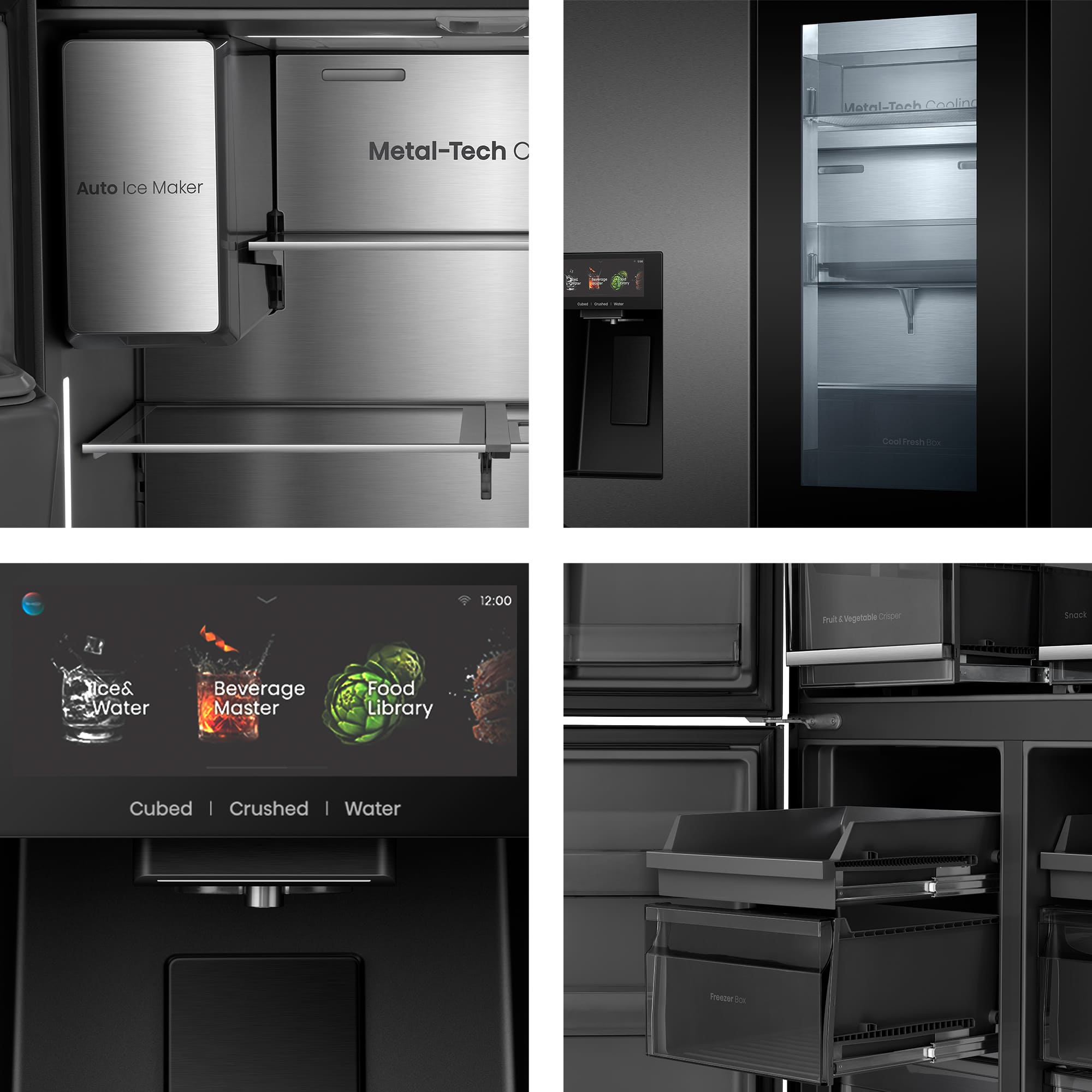 Hisense - RQ600P7SKE – Americano 4 Puertas De Libre Instalación, Clase E, Capacidad 615L, Color Dark Inox (Negro)