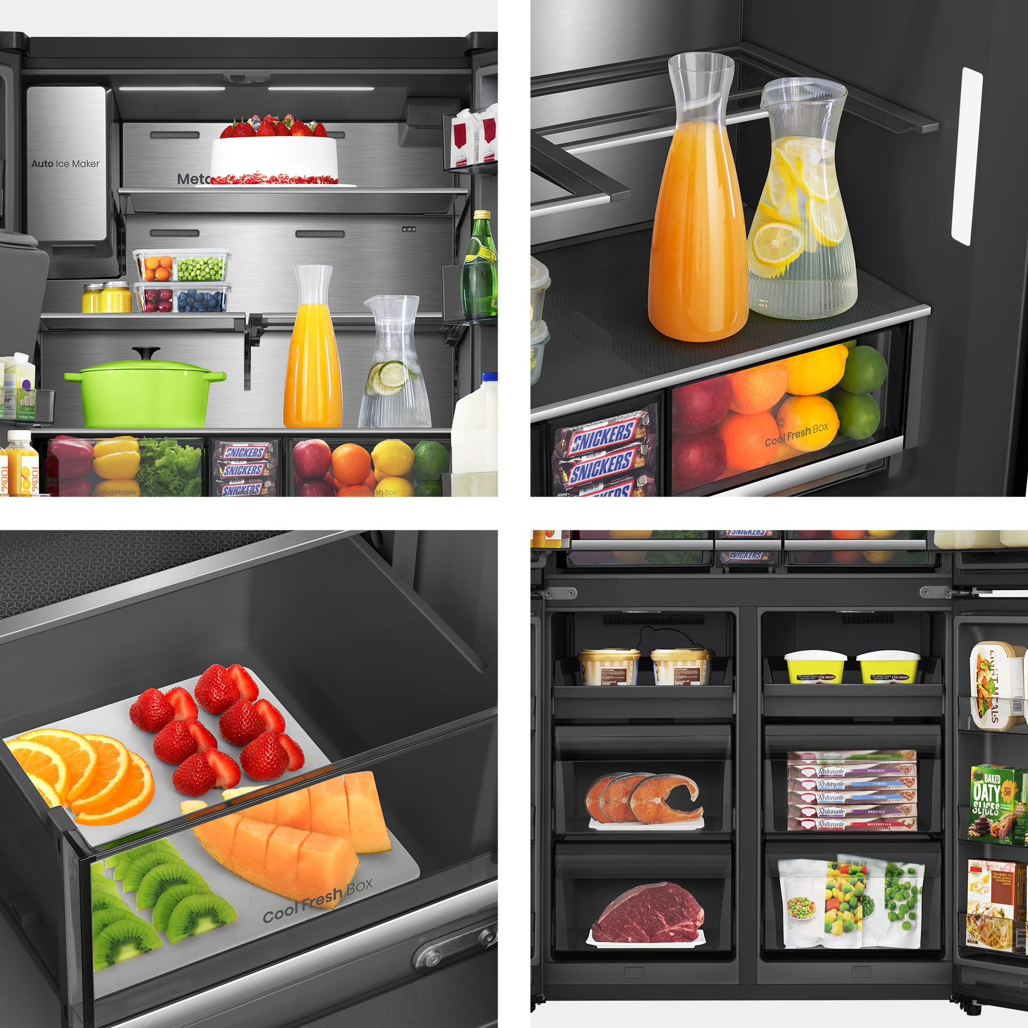 Hisense - RQ600P7SKE – Americano 4 Puertas De Libre Instalación, Clase E, Capacidad 615L, Color Dark Inox (Negro)