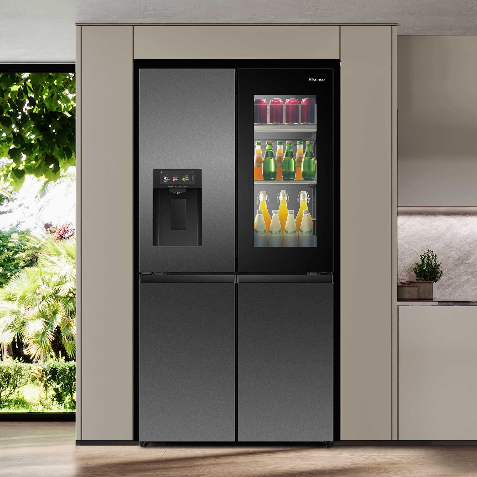 Hisense - RQ600P7SKE – Americano 4 Puertas De Libre Instalación, Clase E, Capacidad 615L, Color Dark Inox (Negro)