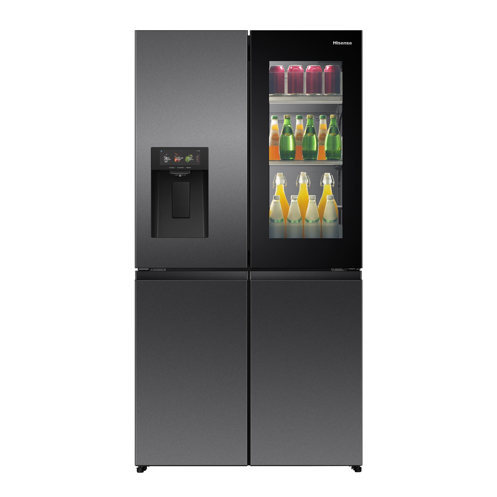Hisense - RQ600P7SKE – Americano 4 Puertas De Libre Instalación, Clase E, Capacidad 615L, Color Dark Inox (Negro)