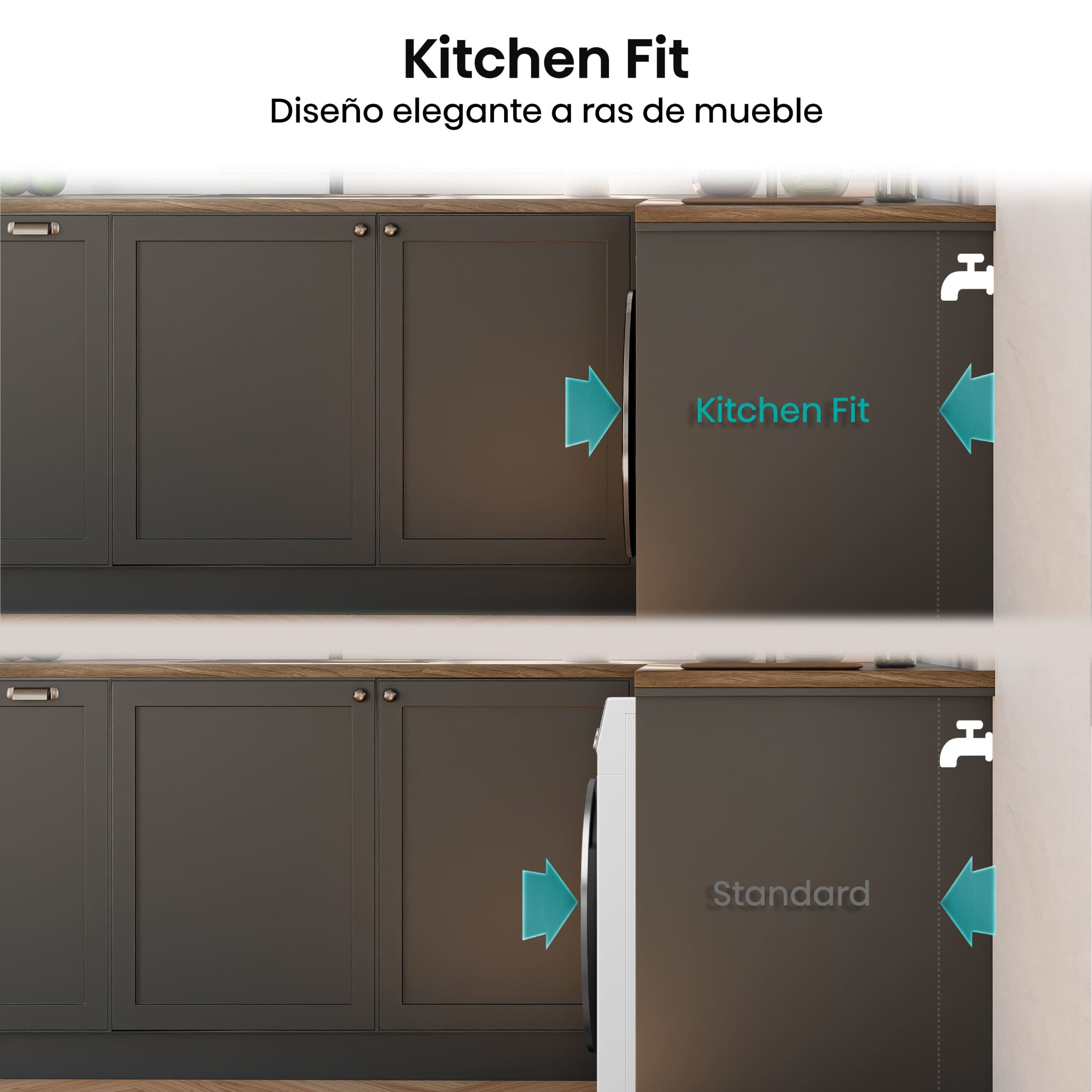 Hisense - WD5I1245BWR – Lavasecadora Kitchen Fit de Libre Instalación, D, 12 kg/8 kg, 1400 rpm, Blanco