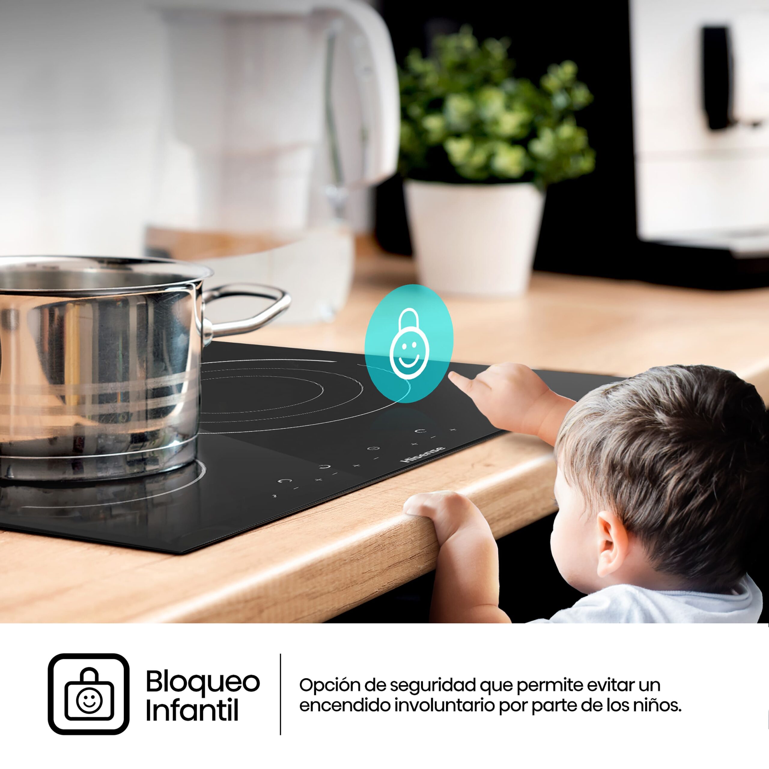 Hisense - E6322C – Placa, Vitroceramica, 3 Zonas, Negro