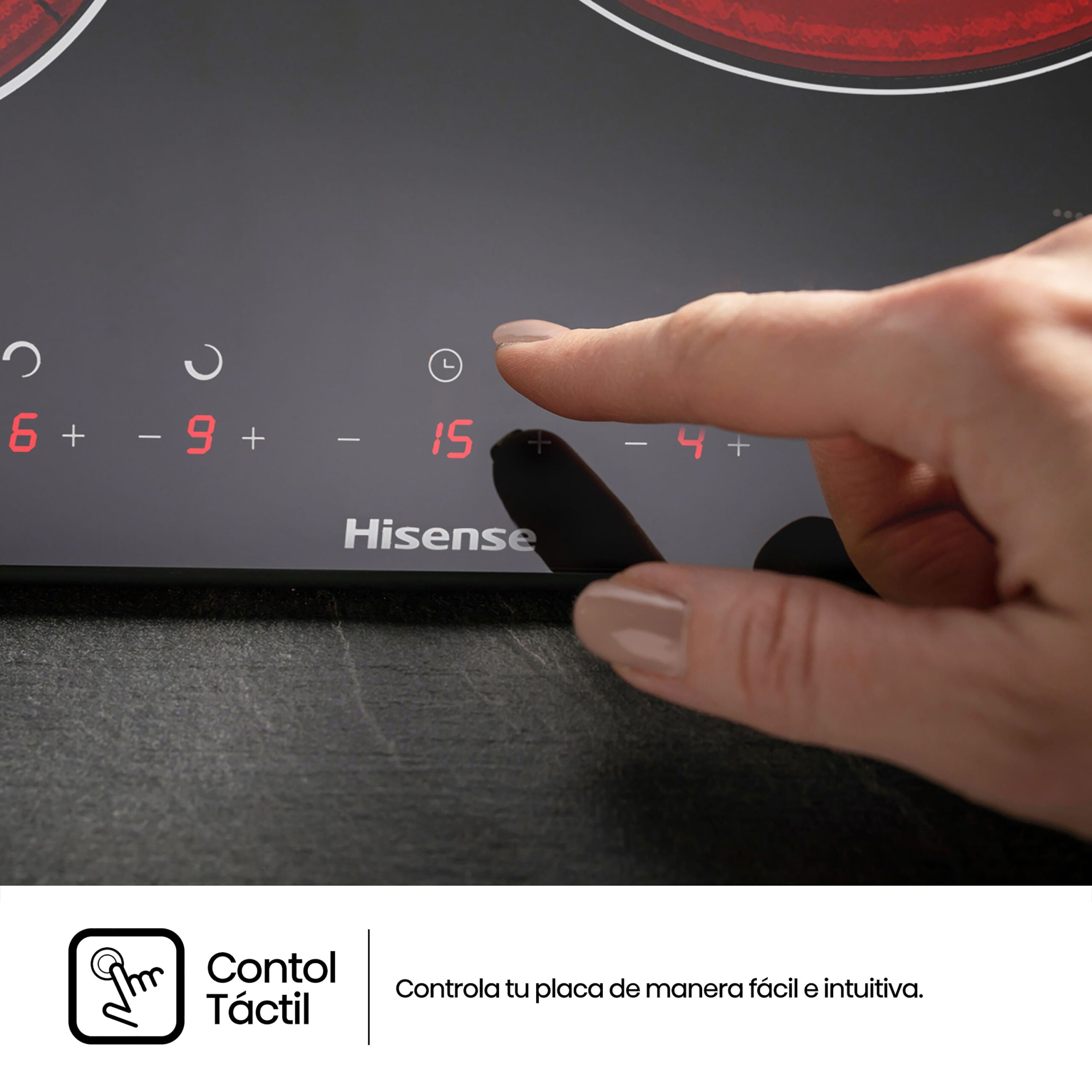 Hisense - E6322C – Placa, Vitroceramica, 3 Zonas, Negro