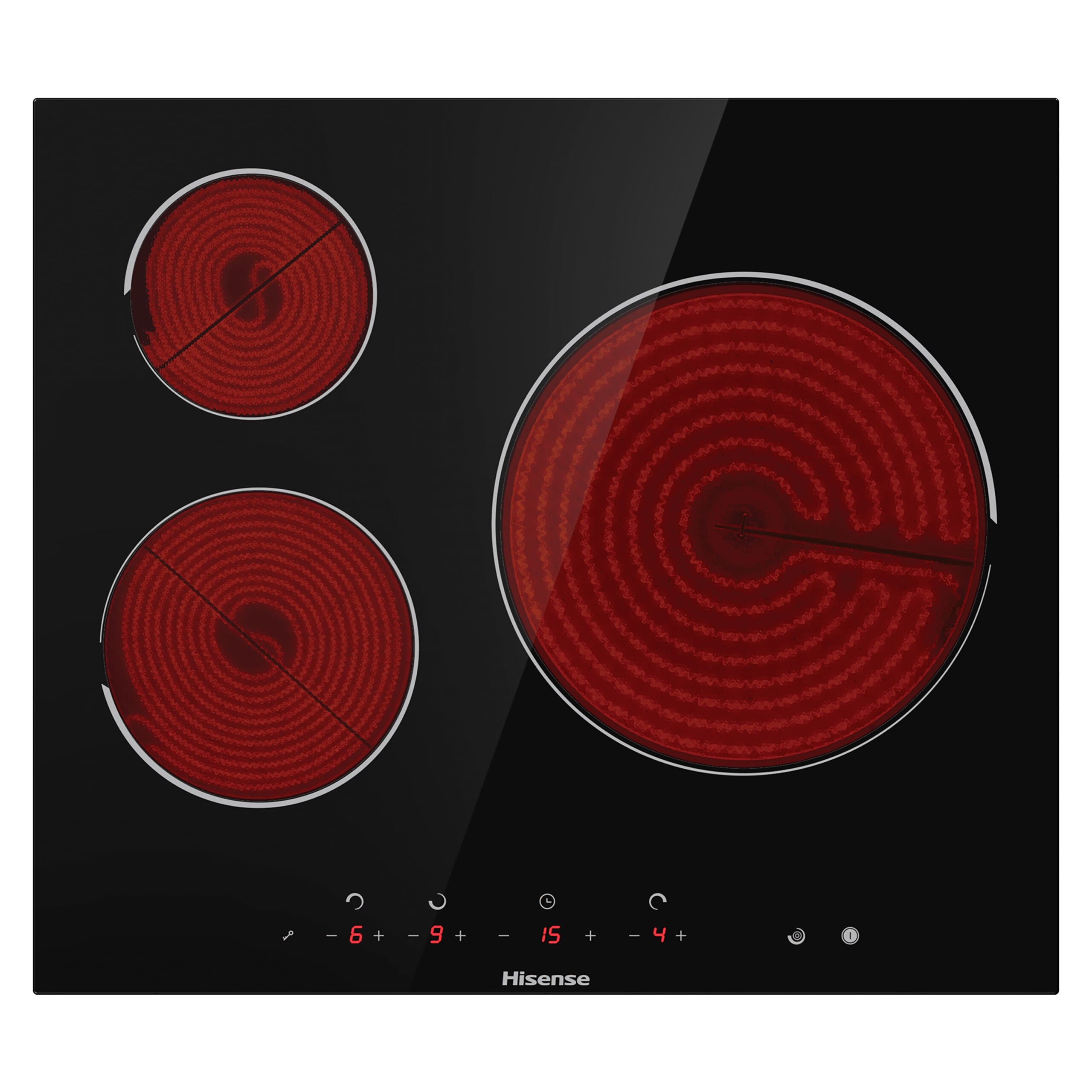 Hisense - E6322C – Placa, Vitroceramica, 3 Zonas, Negro