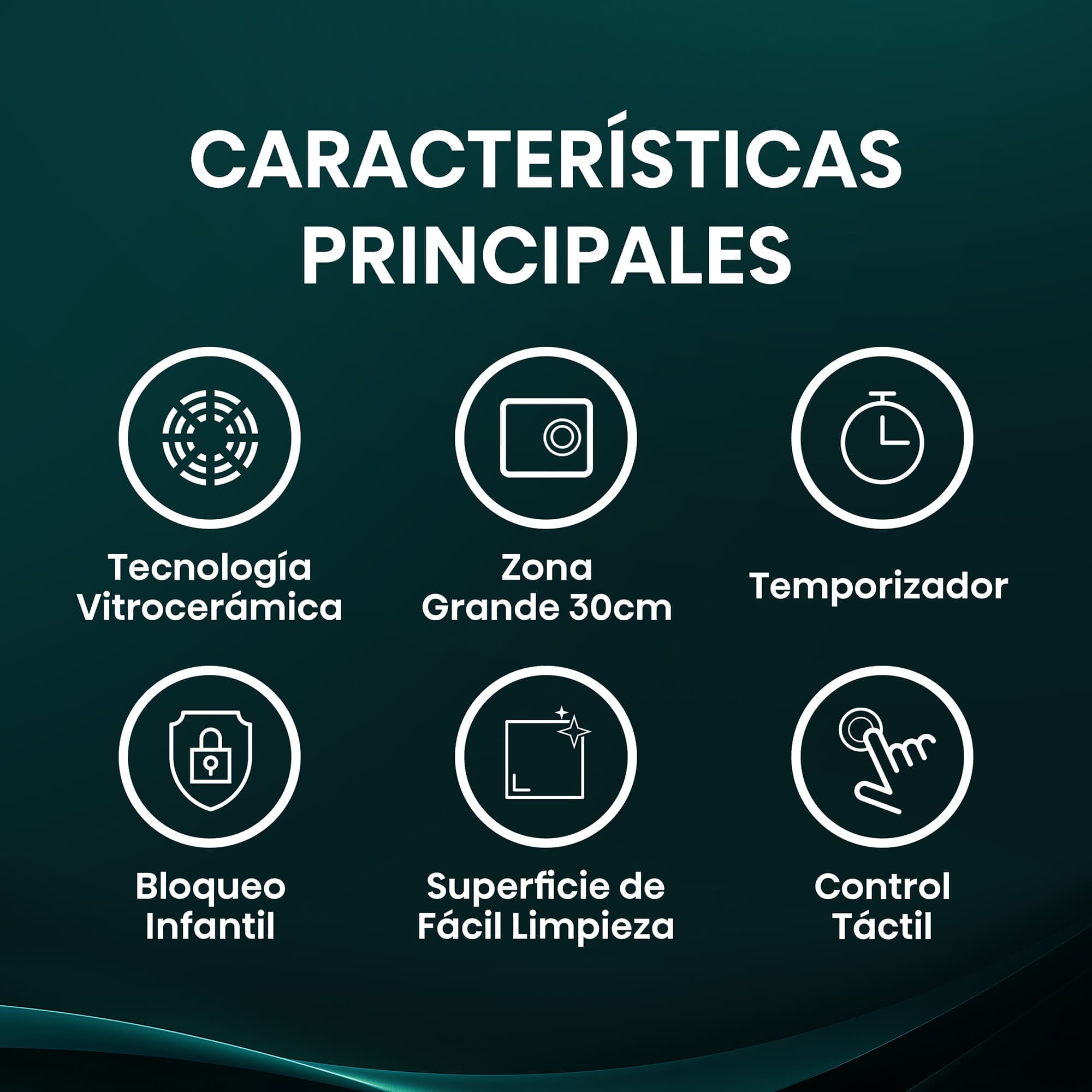 Hisense - E6332BSCE – Placa Vitroceramica, 3 Zonas , Capacidad 5700W, Color Cristal Negro