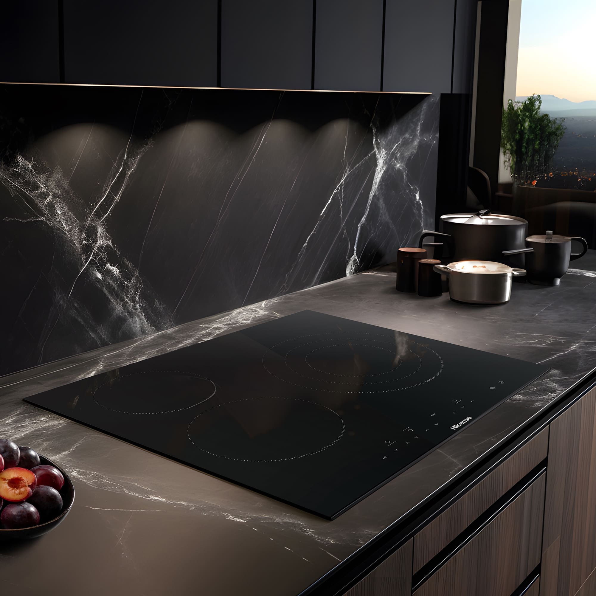 Hisense - E6332BSCE – Placa Vitroceramica, 3 Zonas , Capacidad 5700W, Color Cristal Negro