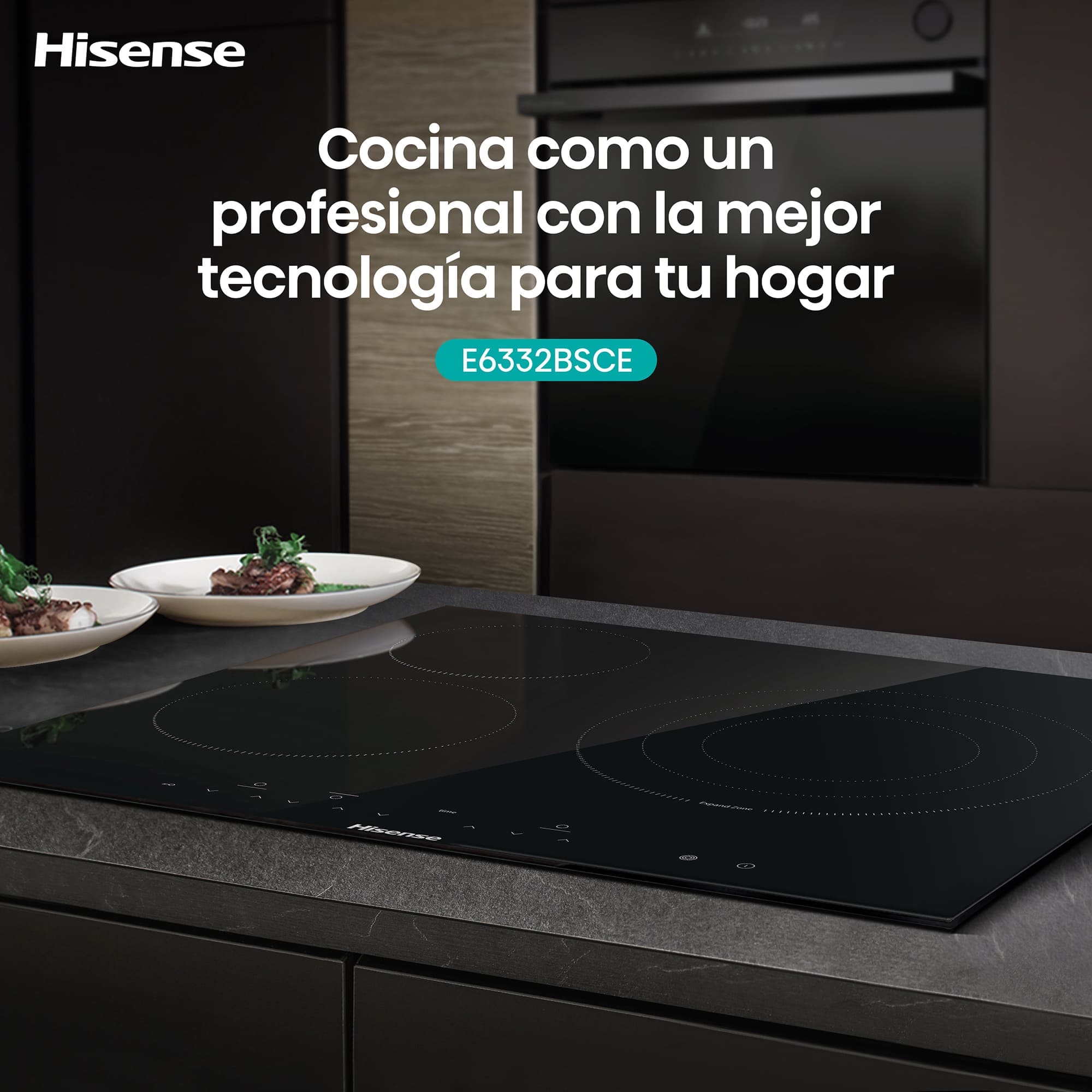 Hisense - E6332BSCE – Placa Vitroceramica, 3 Zonas , Capacidad 5700W, Color Cristal Negro