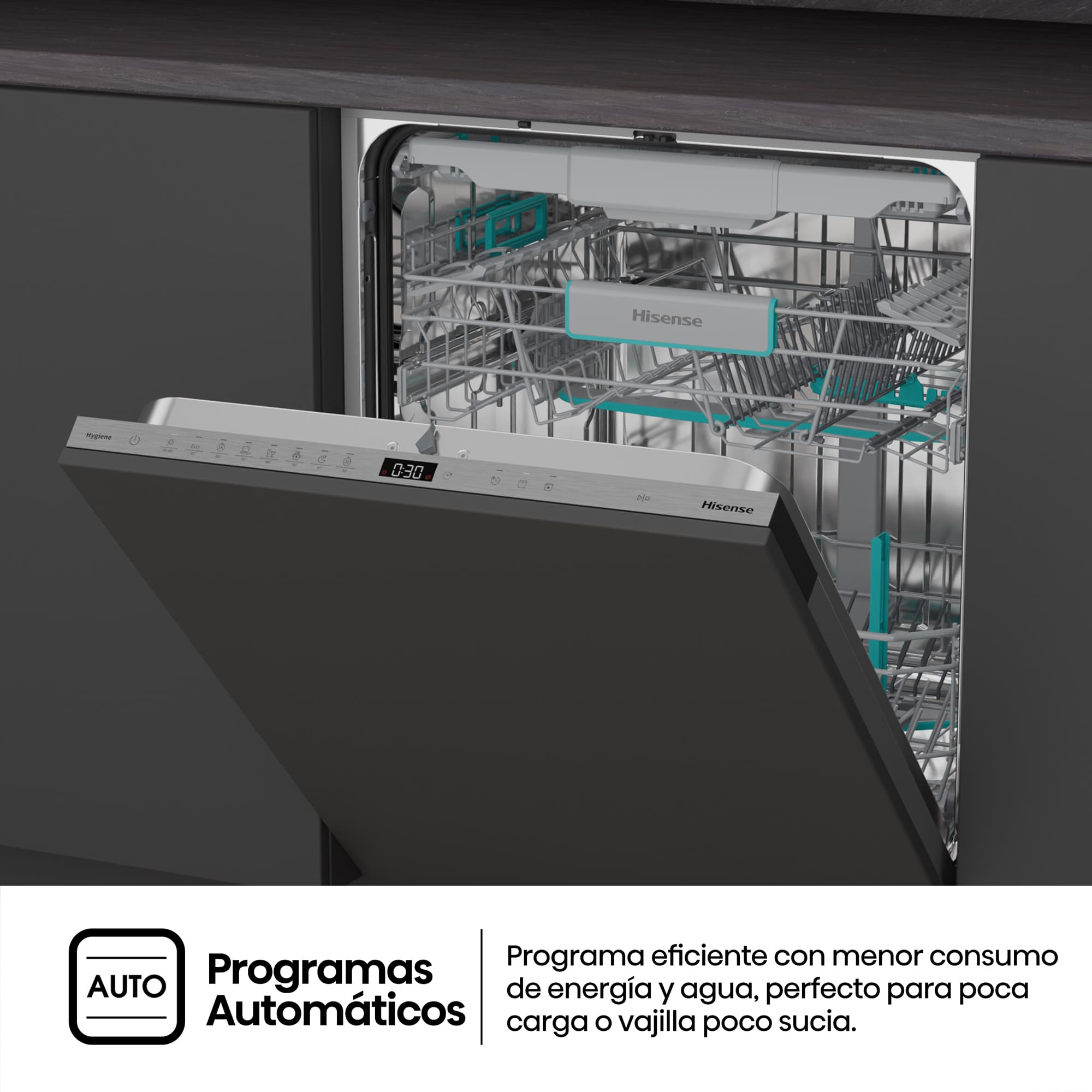 Hisense - HV16A – Lavavajillas 60Cm De Integración, Clase A, Capacidad 16 Serv.