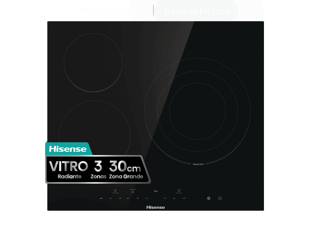 E6332BSCE - Placa Vitroceramica, 3 Zonas , Capacidad 5700W, Color Cristal Negro