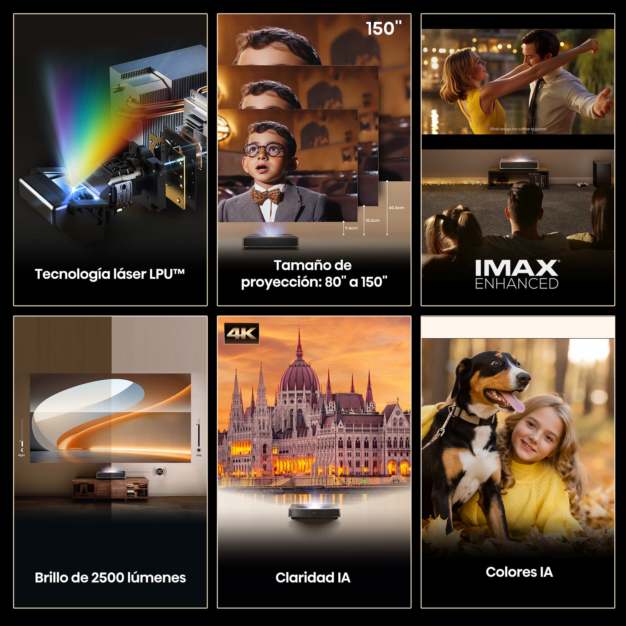 Hisense - Hisense PT1 – Proyector Láser Tricroma UHD 4K Smart TV de Tiro Corto