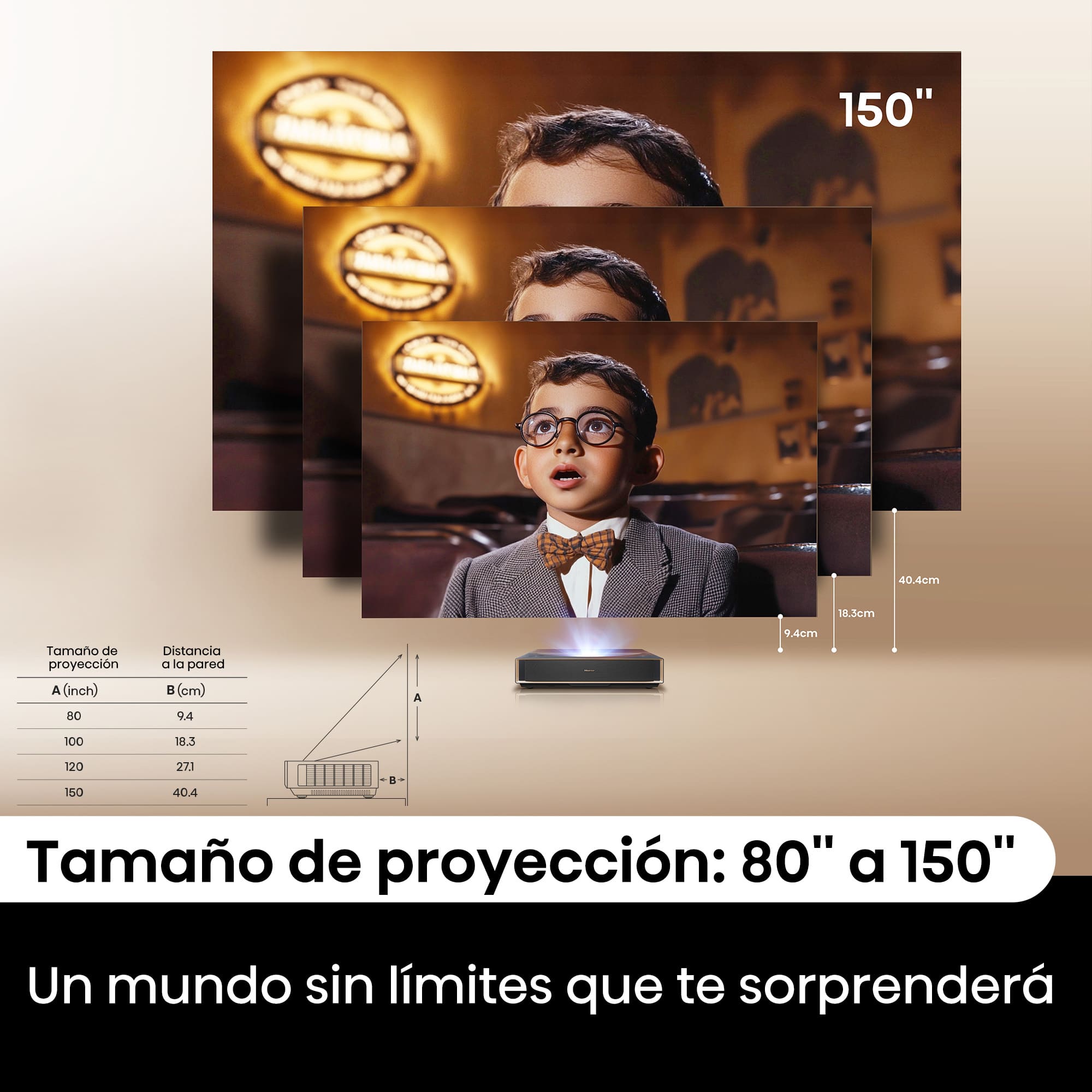 Hisense - Hisense PT1 – Proyector Láser Tricroma UHD 4K Smart TV de Tiro Corto