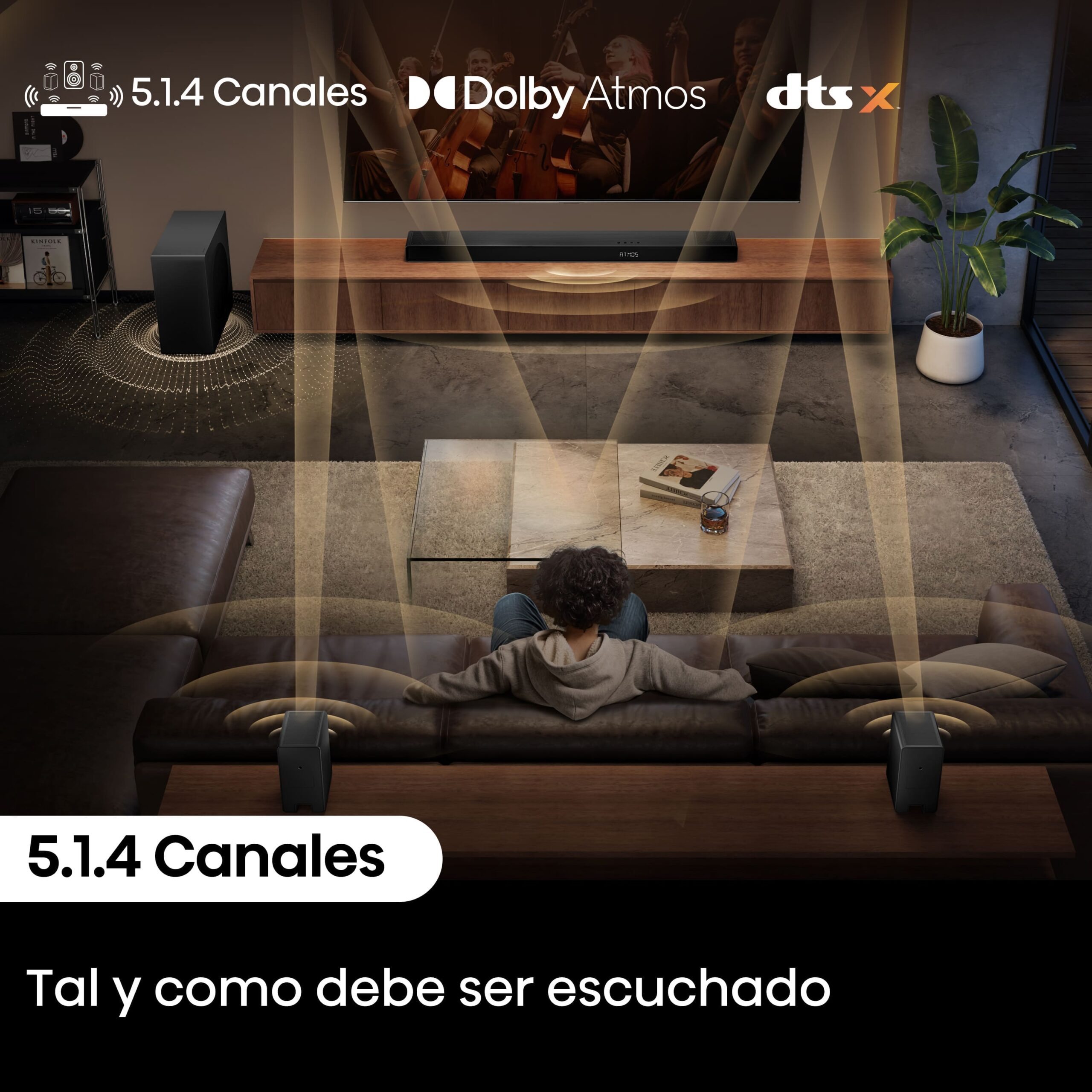 Hisense - Hisense AX5140Q – Barra de Sonido, Canales 5.1.4, 600W, 13 altavoces