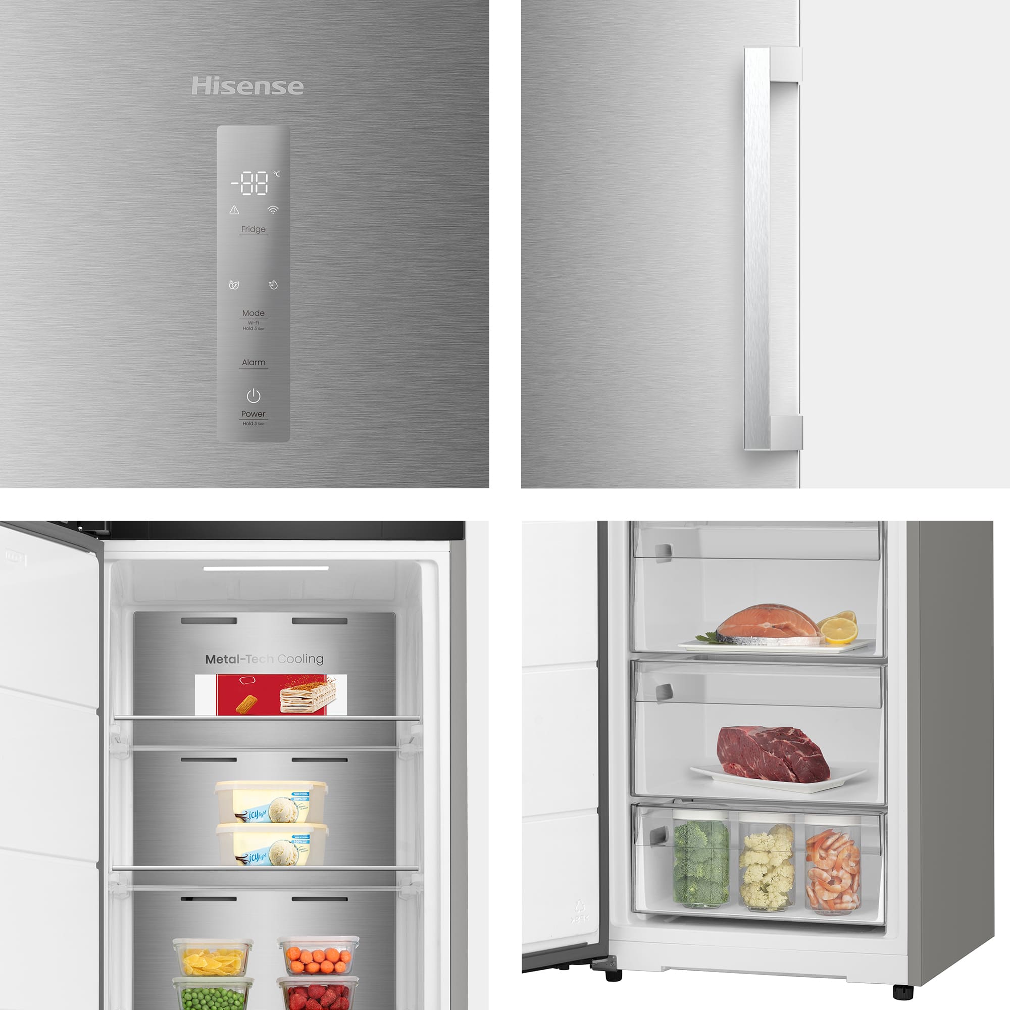 Hisense - FT3K310SAIE1 – 1 Puerta De Libre Instalación Kitchen Fit, Clase E, Capacidad 312L, Color Inox