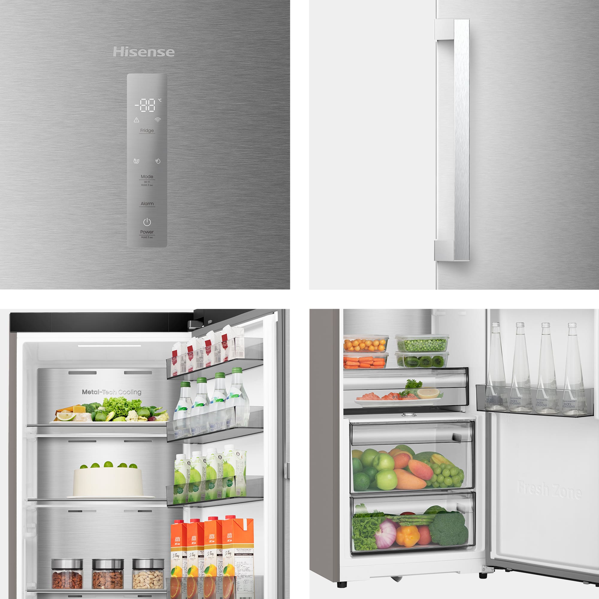 Hisense - RL3K370SAIE1 – Frigorífico 1 Puerta Kitchen Fit de Libre Instalación, Clase E, Capacidad 372L, Color Inox