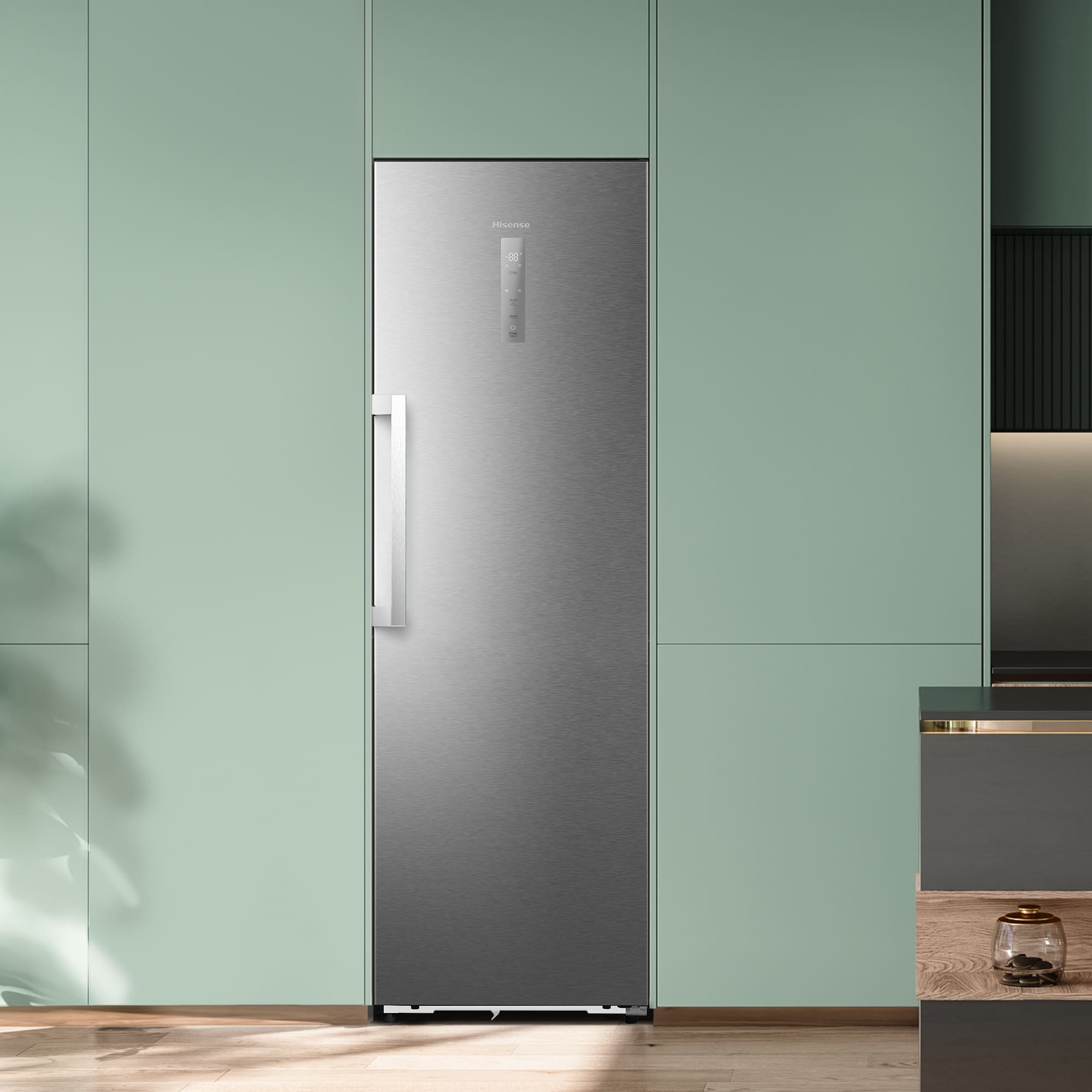 Hisense - RL3K370SAIE1 – Frigorífico 1 Puerta Kitchen Fit de Libre Instalación, Clase E, Capacidad 372L, Color Inox