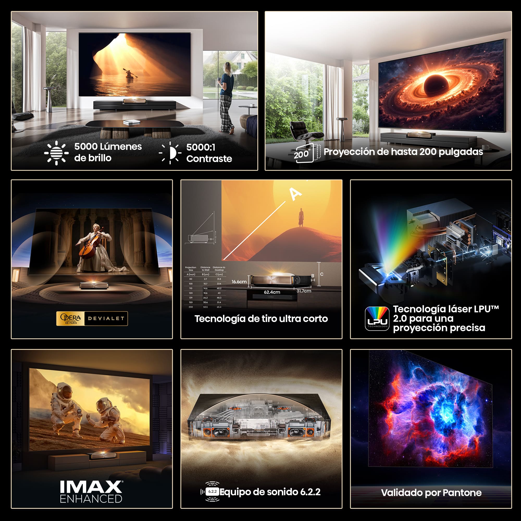 Hisense - Hisense L9Q Proyector Láser 4K UHD HDR10+ & HLG Smart TV