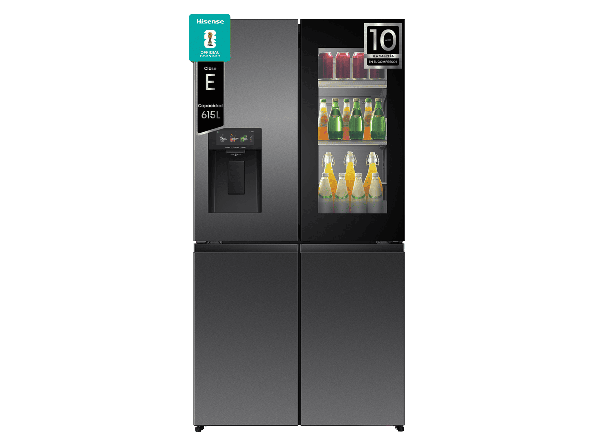 RQ600P7SKE - Americano 4 Puertas De Libre Instalación, Clase E, Capacidad 615L, Color Dark Inox (Negro)