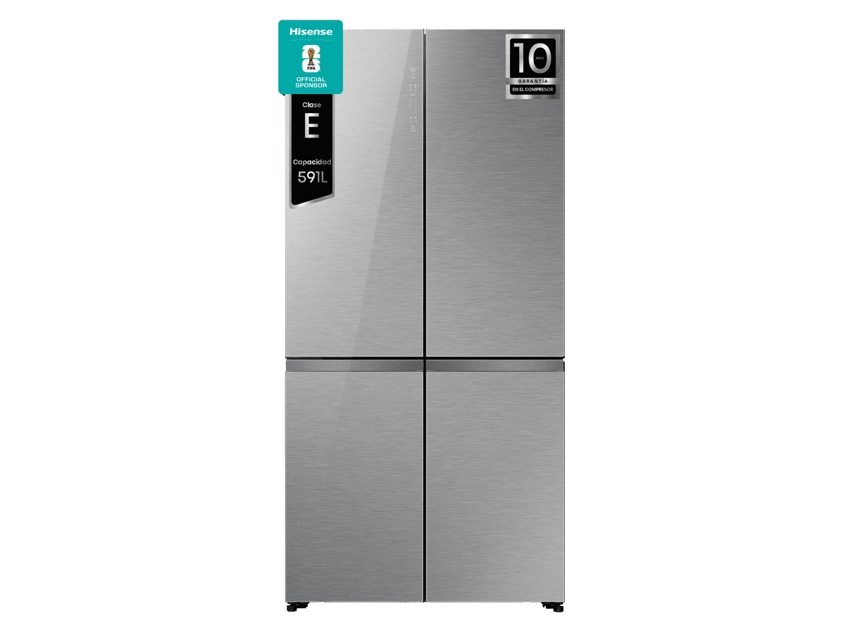 RQ5P605NSVE - Americano 4 Puertas Kitchen Fit de Libre Instalación, Clase E, Capacidad 591L, Color Cristal Inox