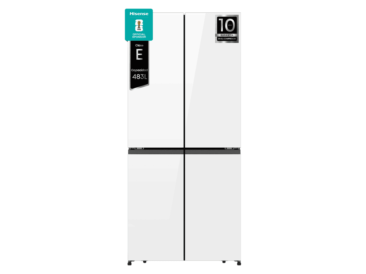 RQ5P470SETE - Frigorífico Americano 4 Puertas, Clase E , 483L, Cristal Blanco