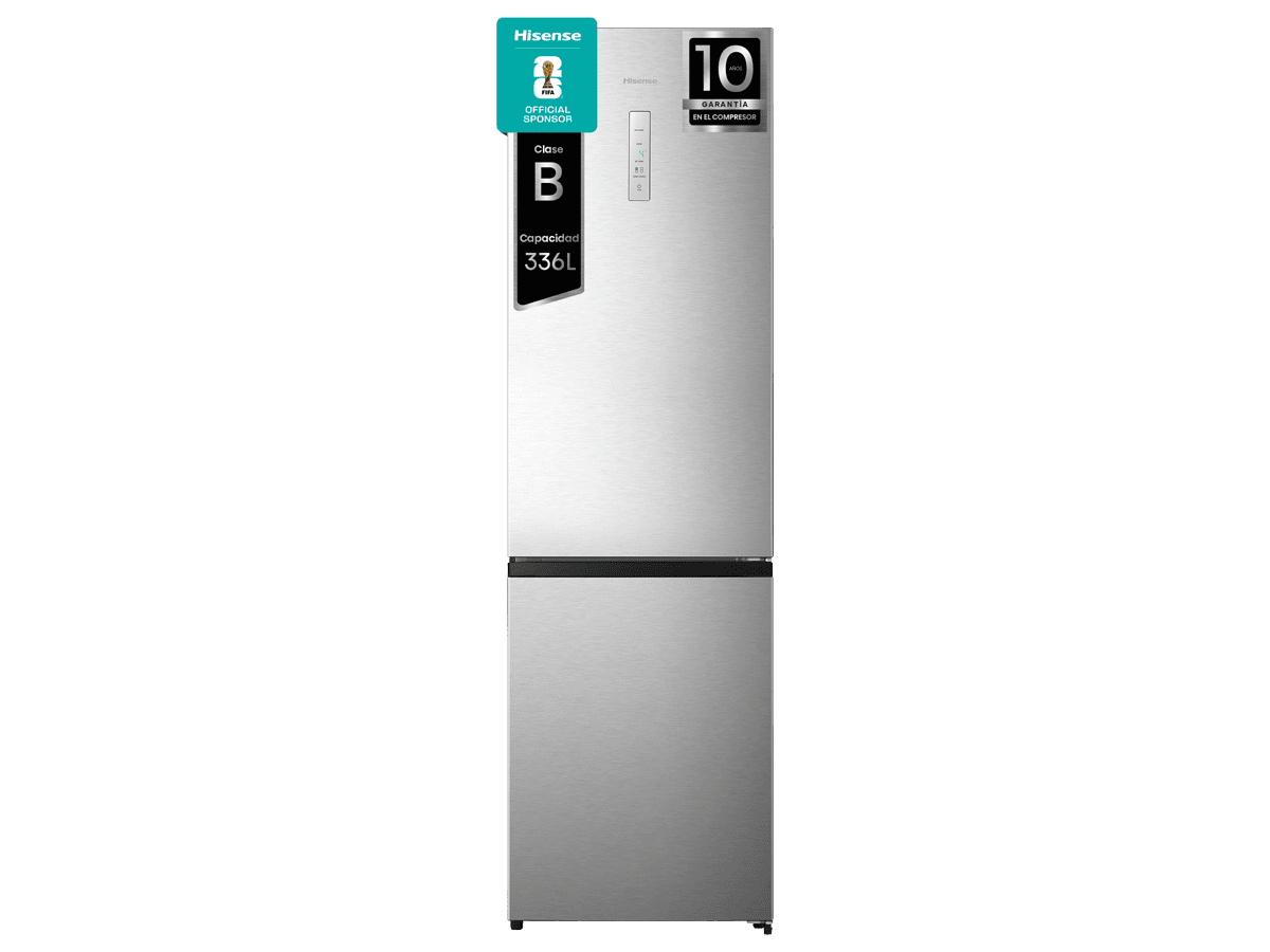 Hisense - RB440N4CCB – Frigorífico Combi 2 Puertas, Clase B , 336L, Inox, , 
