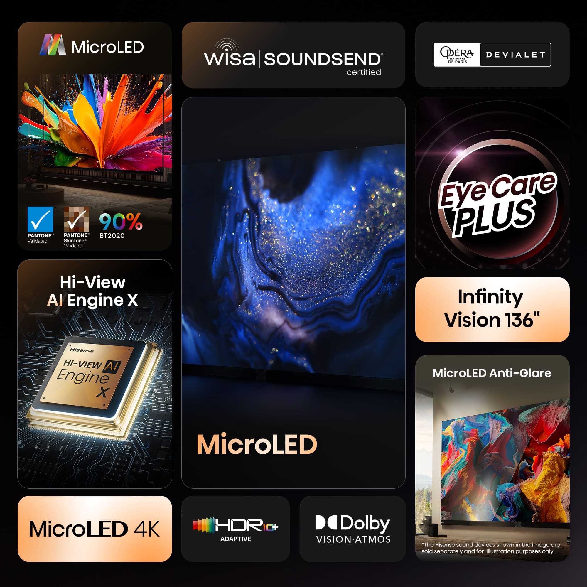 Hisense - Serie MX MicroLED TV 136MX, Tecnología MicroLED, 4K 120 Hz nativos