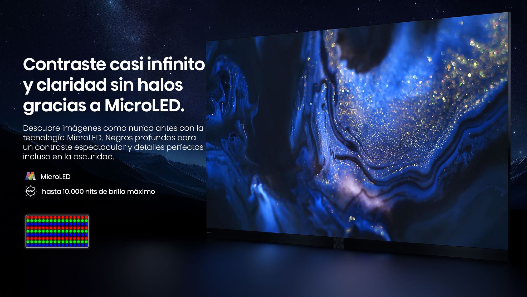 1-MicroLED con brillo máximo de hasta 10.000 nits