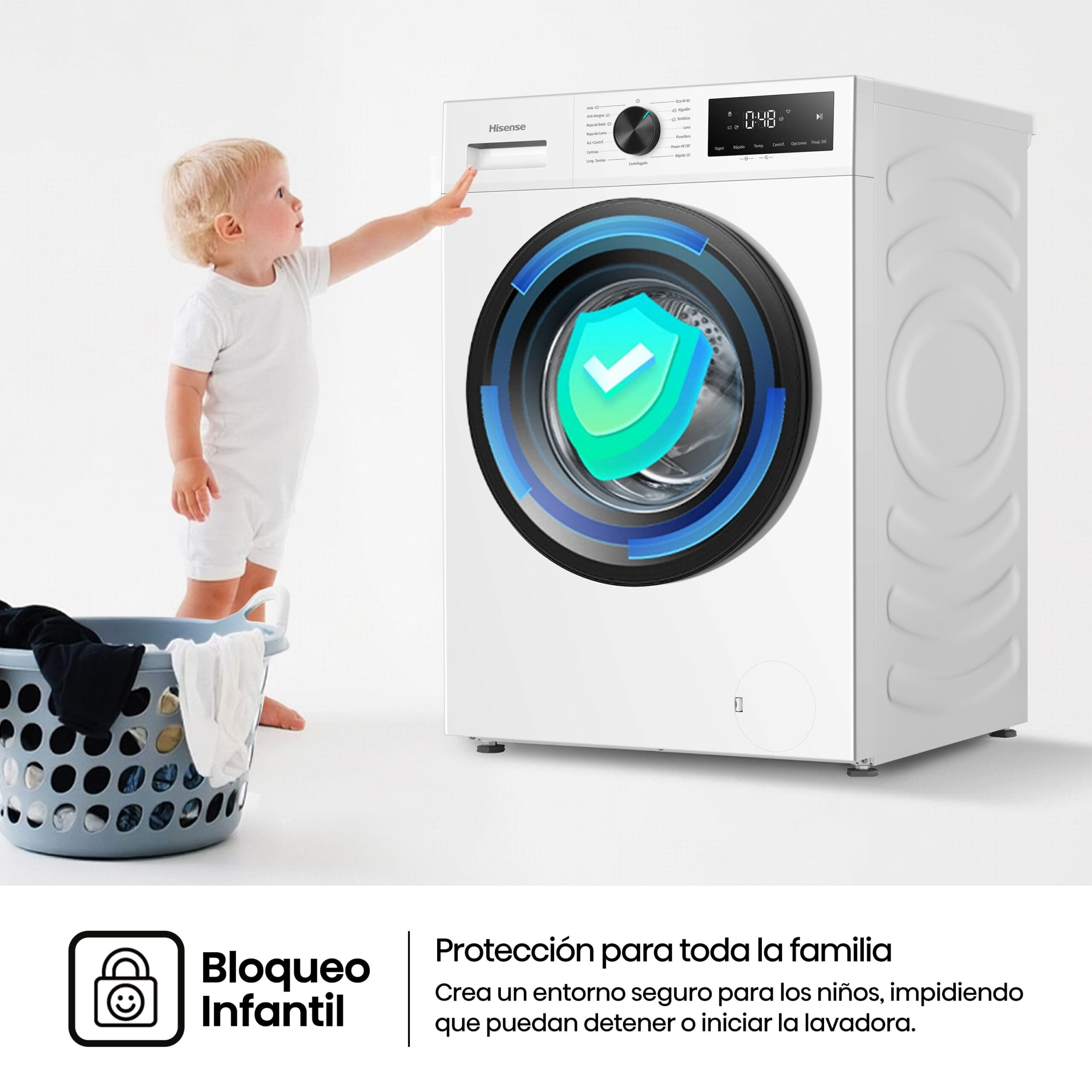 Hisense - WF1I1142BWL – Lavadora De Libre Instalación, A, 11 Kg, 1400 rpm, Color Blanco