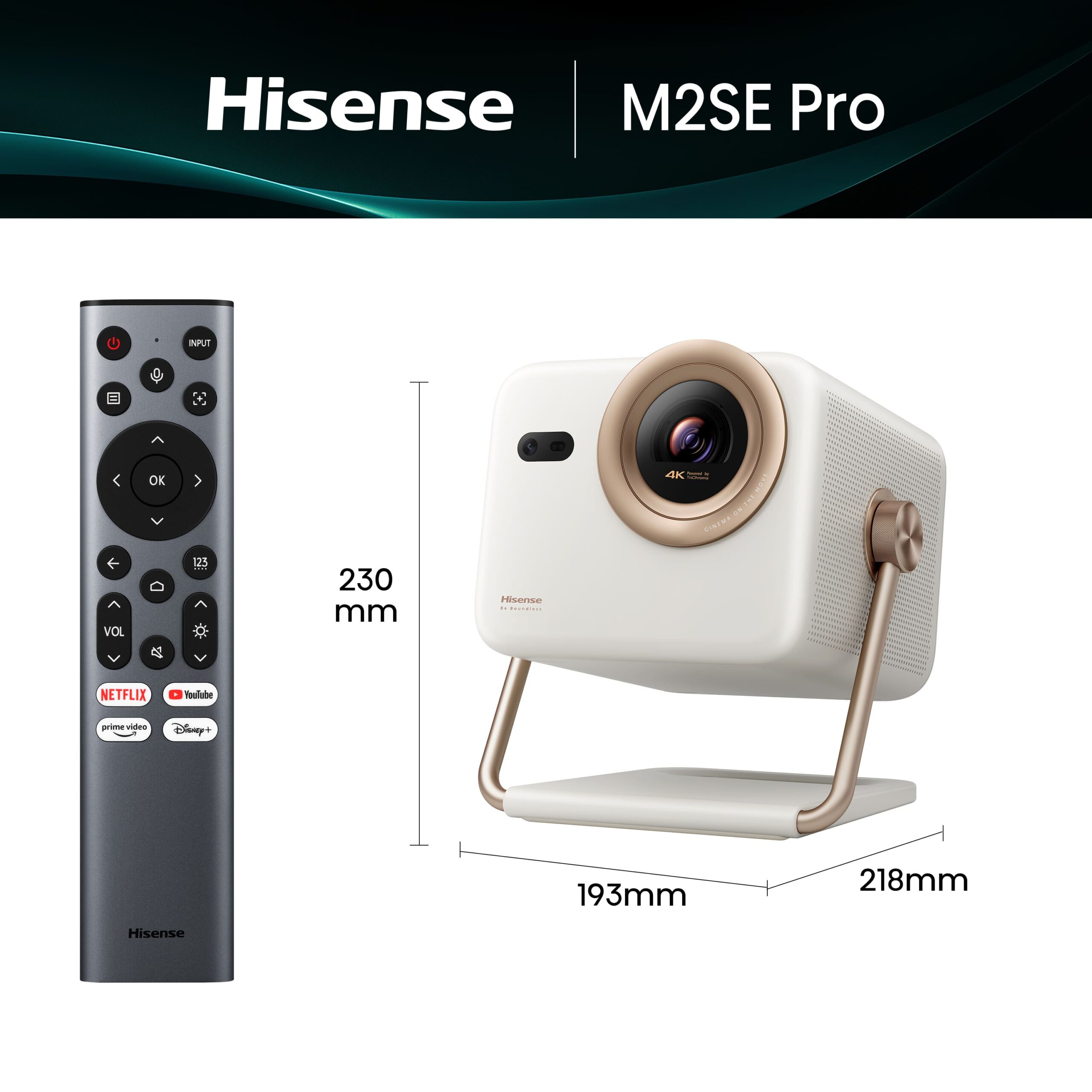 Hisense - Hisense M2SE PRO – Mini Proyector Láser Trichroma UHD 4K Smart