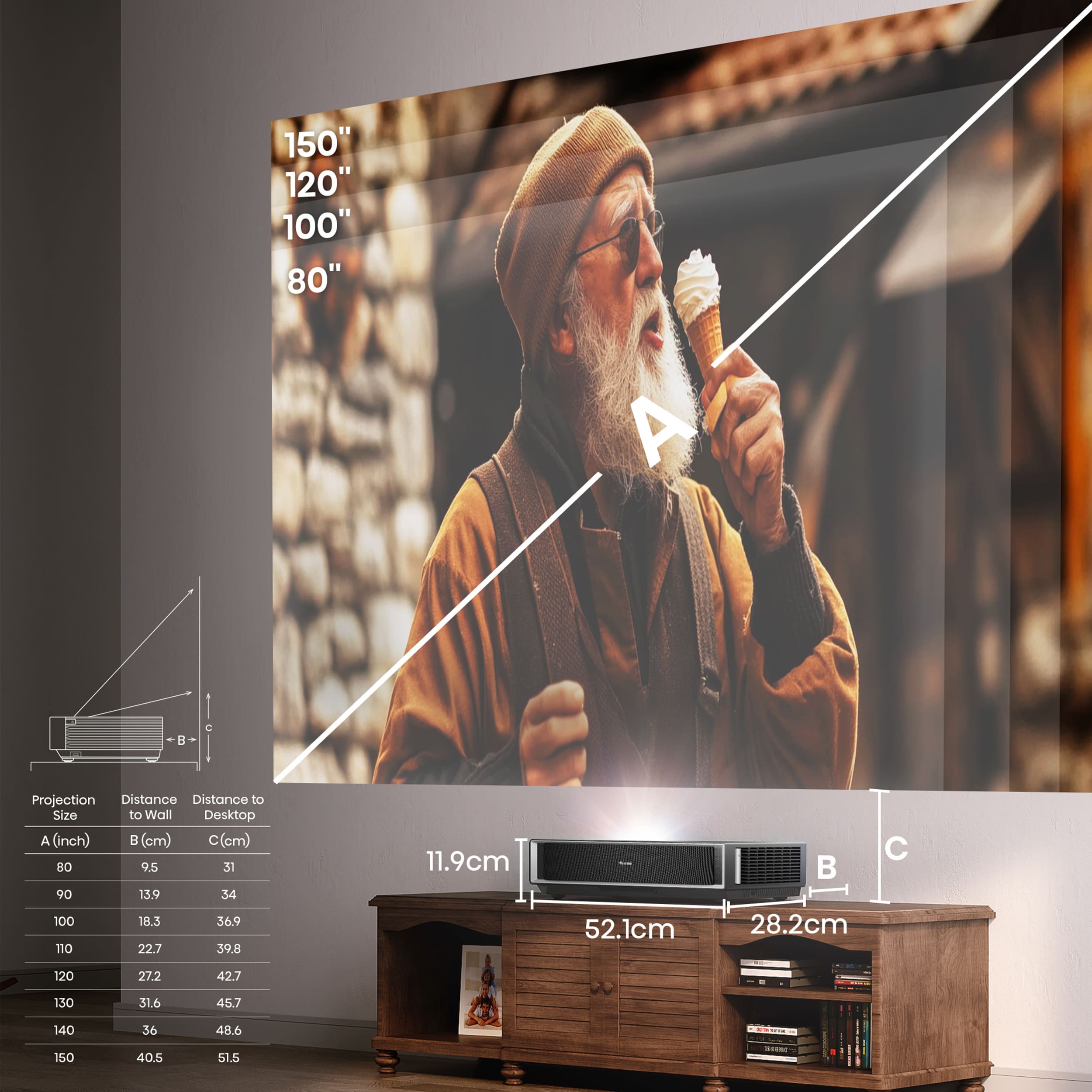 Hisense - Hisense PT1SE – Proyector Laser Tricroma UHD 4K Smart TV de Tiro Ultracorto