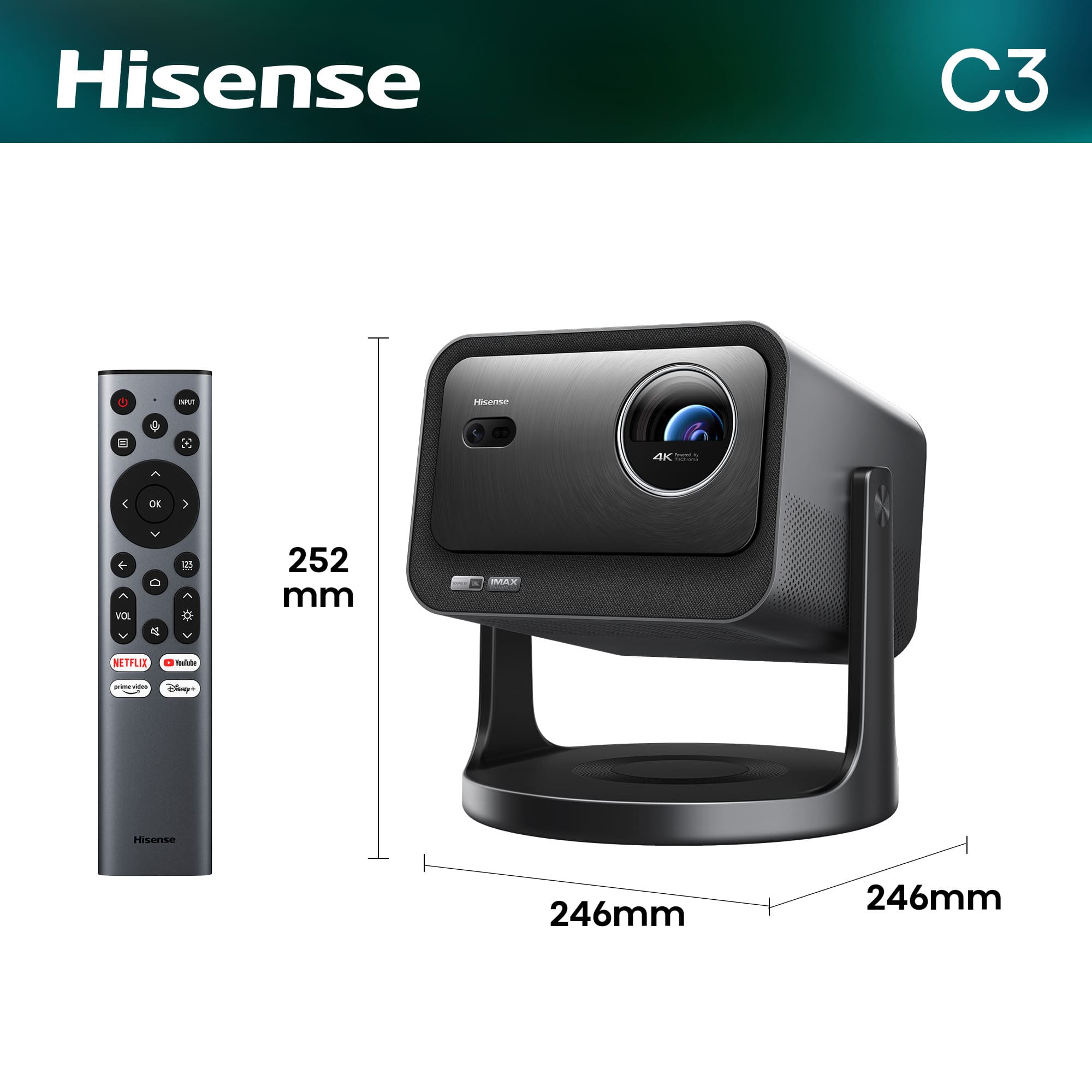 Hisense - Hisense C3 – Proyector Láser TriChroma UHD 4K Proyección Hasta 300″