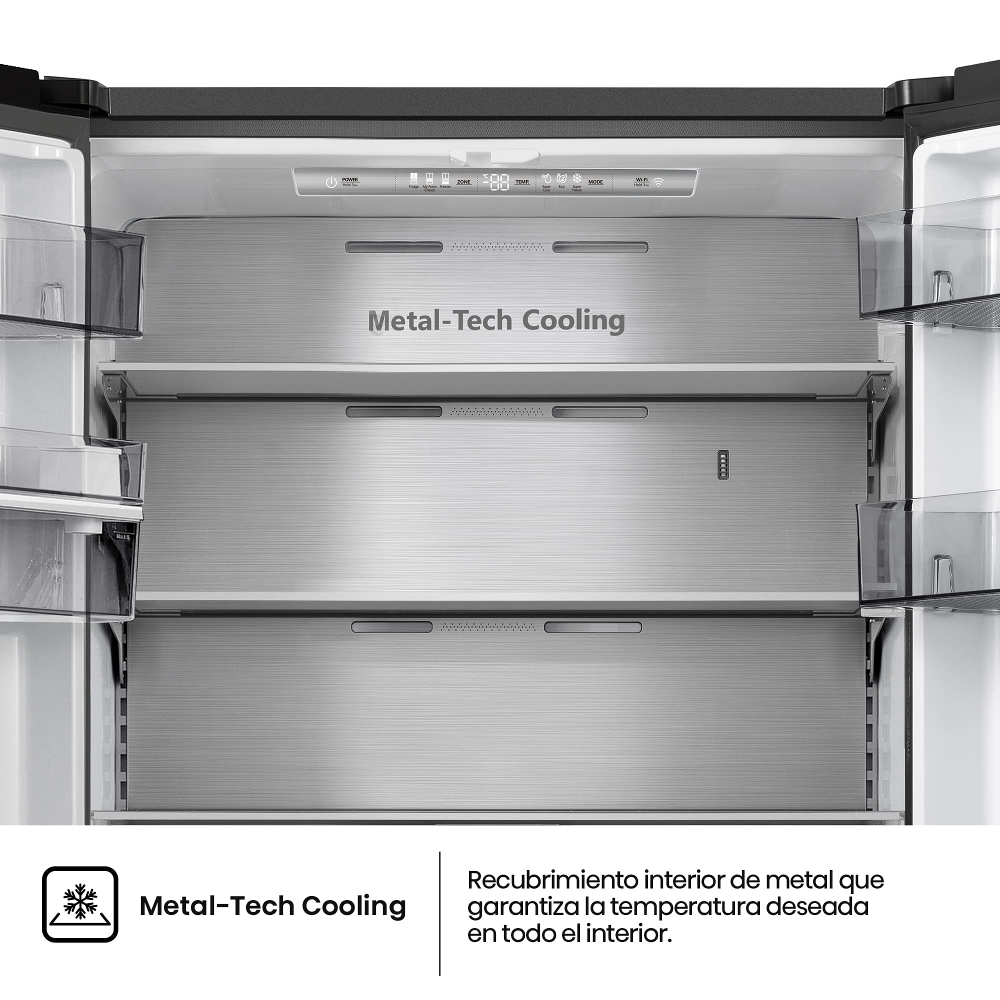Hisense - RF749N4SWFE – Frigorífico Americano Cajón Frances De Libre Instalación, Clase E, Capacidad 579L, Color Inox