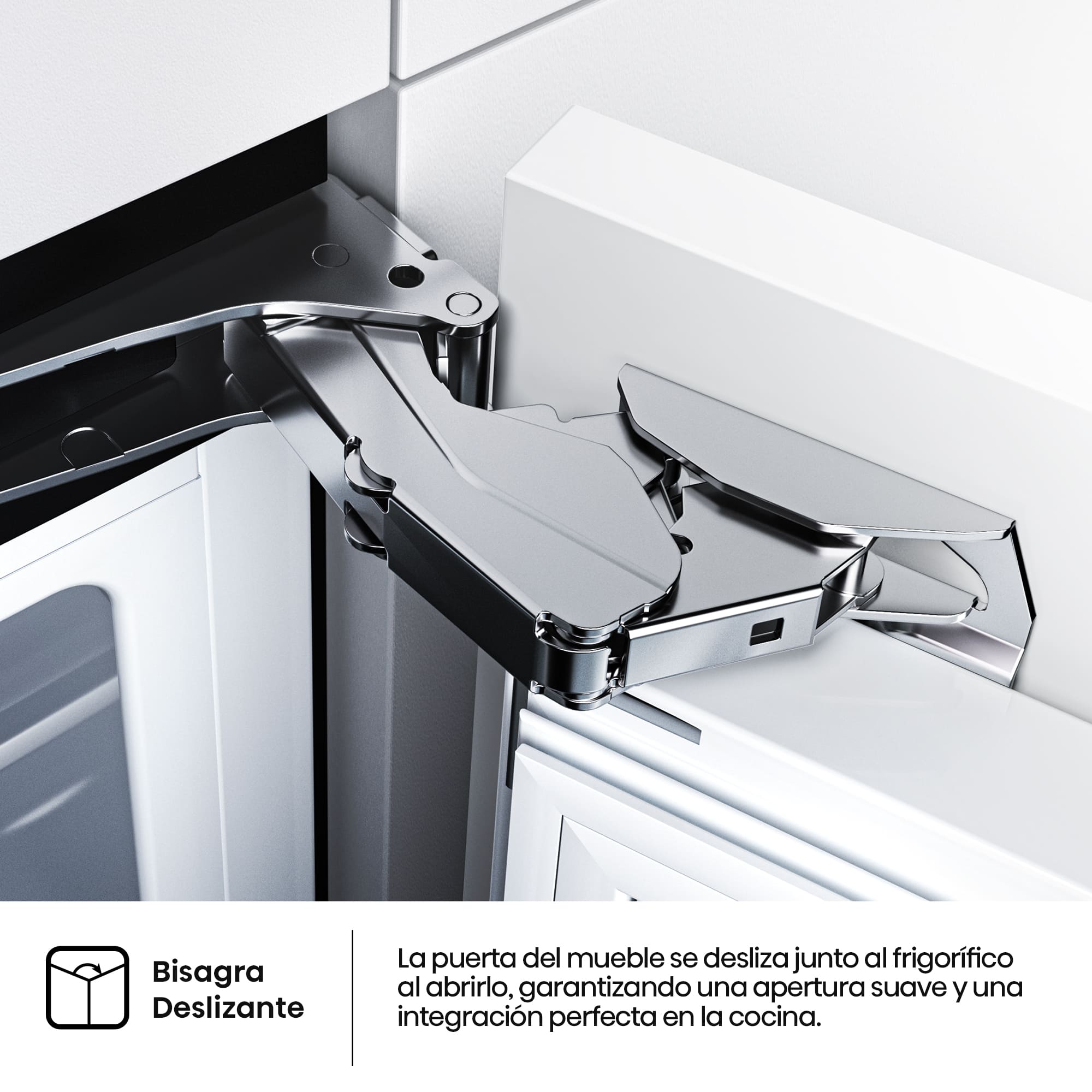 Hisense - RB3B370SAWD1 – Frigorífico Combi 2 Puertas De Integración Puerta Deslizante, Clase D, Capacidad 377L, Color Blanco