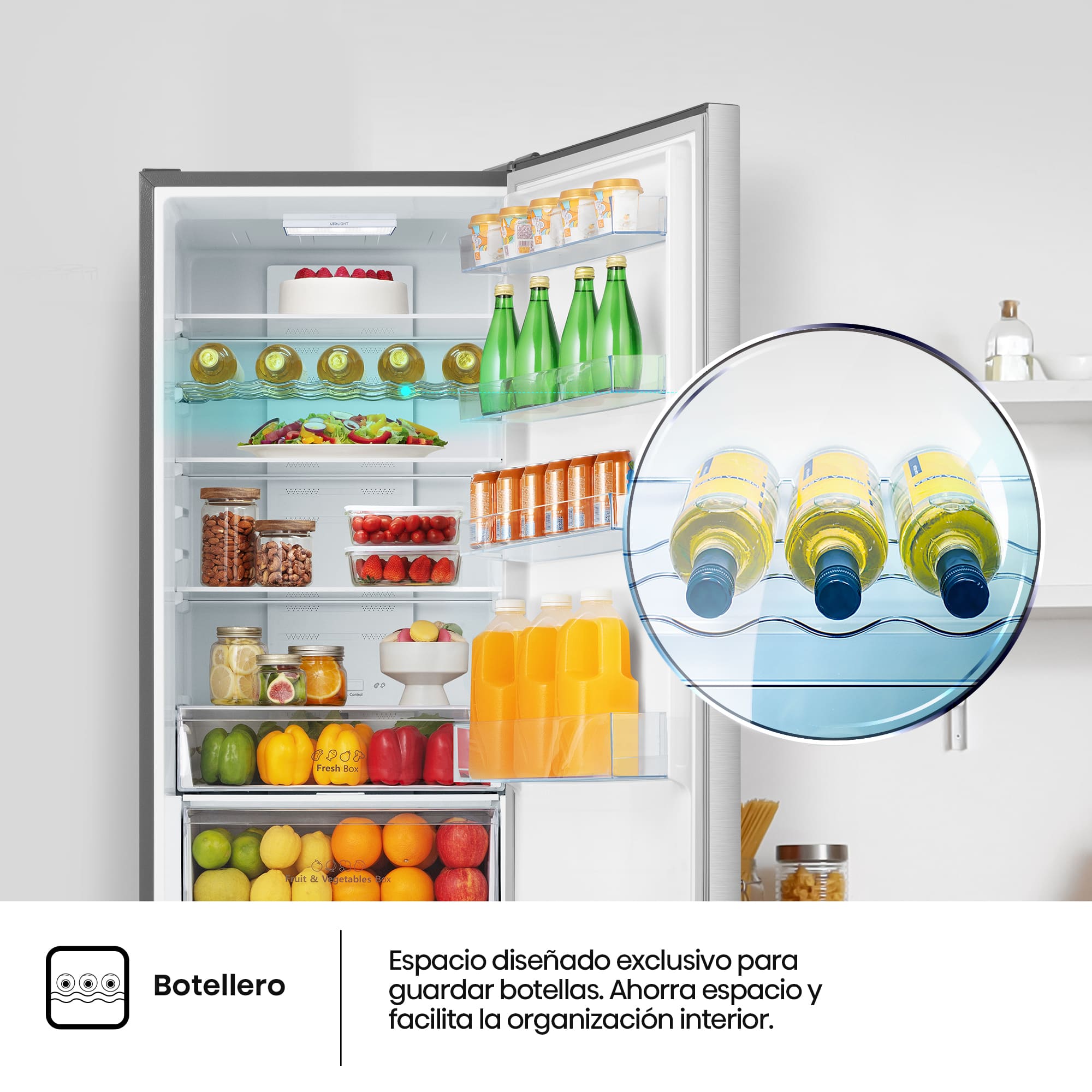 Hisense - MC60331ID – Frigorífico Combi 2 Puertas De Libre Instalación, Clase D , Capacidad 336L, Color Inox