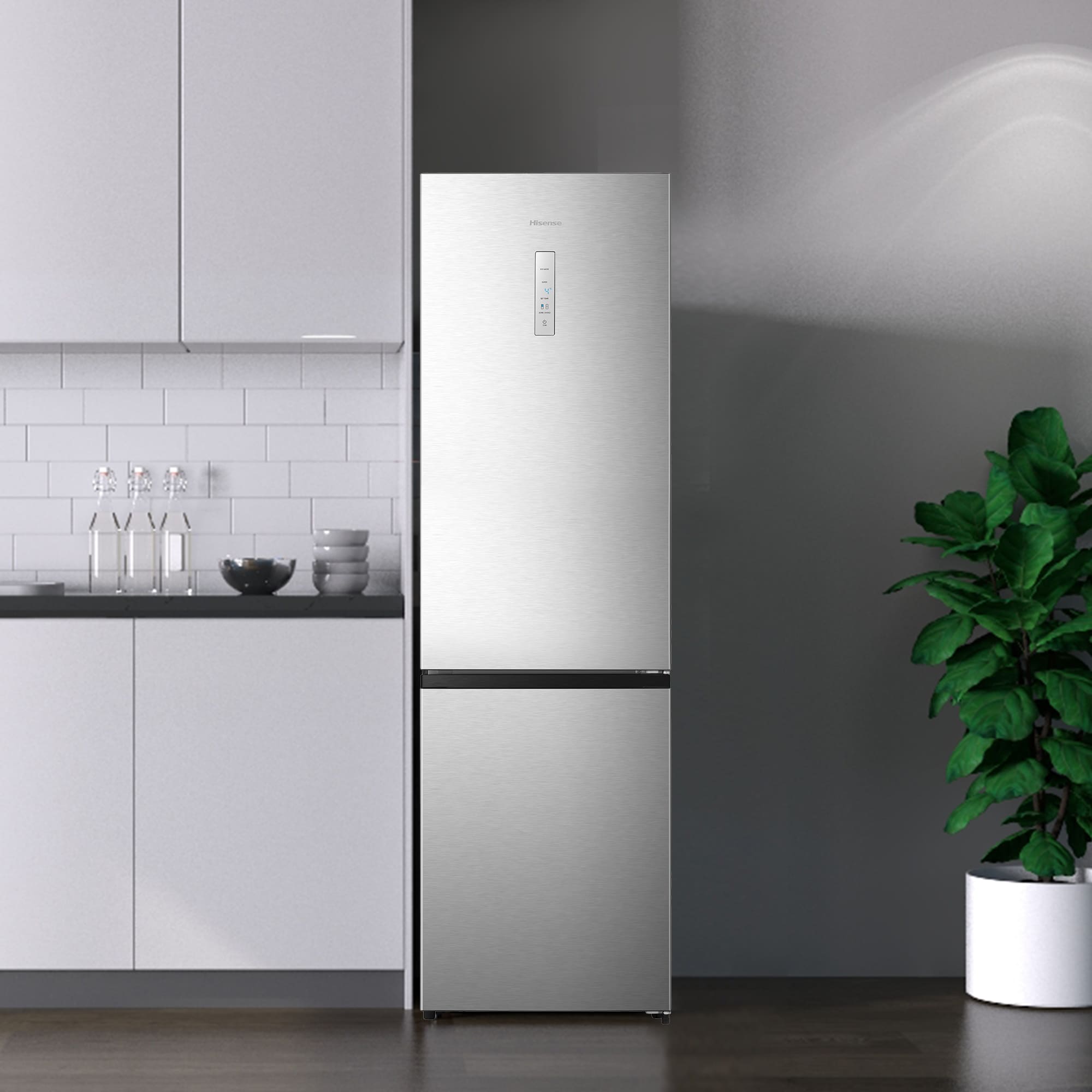 Hisense - MC60331ID – Frigorífico Combi 2 Puertas De Libre Instalación, Clase D , Capacidad 336L, Color Inox