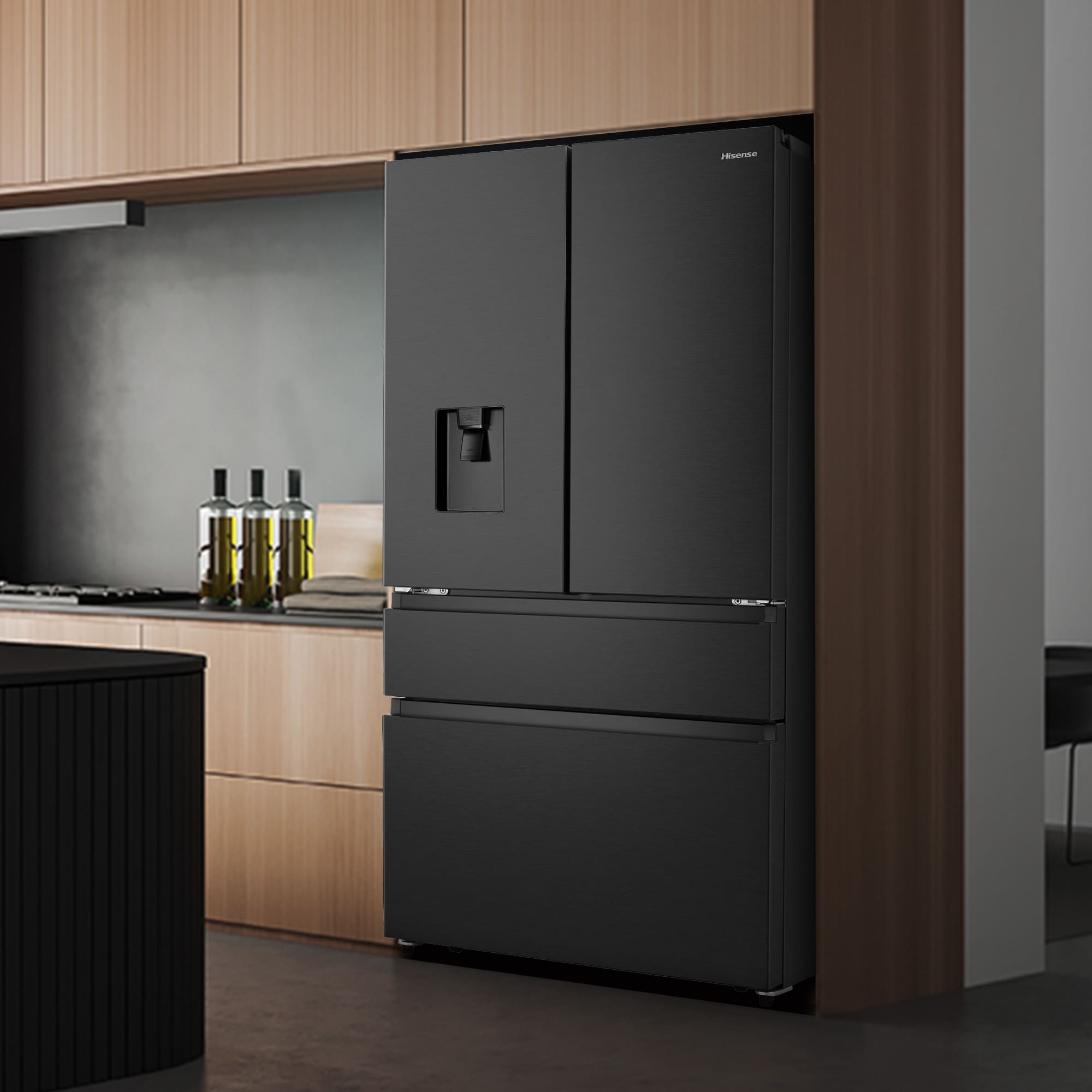 Hisense - RF749N4SWFE – Frigorífico Americano Cajón Frances De Libre Instalación, Clase E, Capacidad 579L, Color Inox