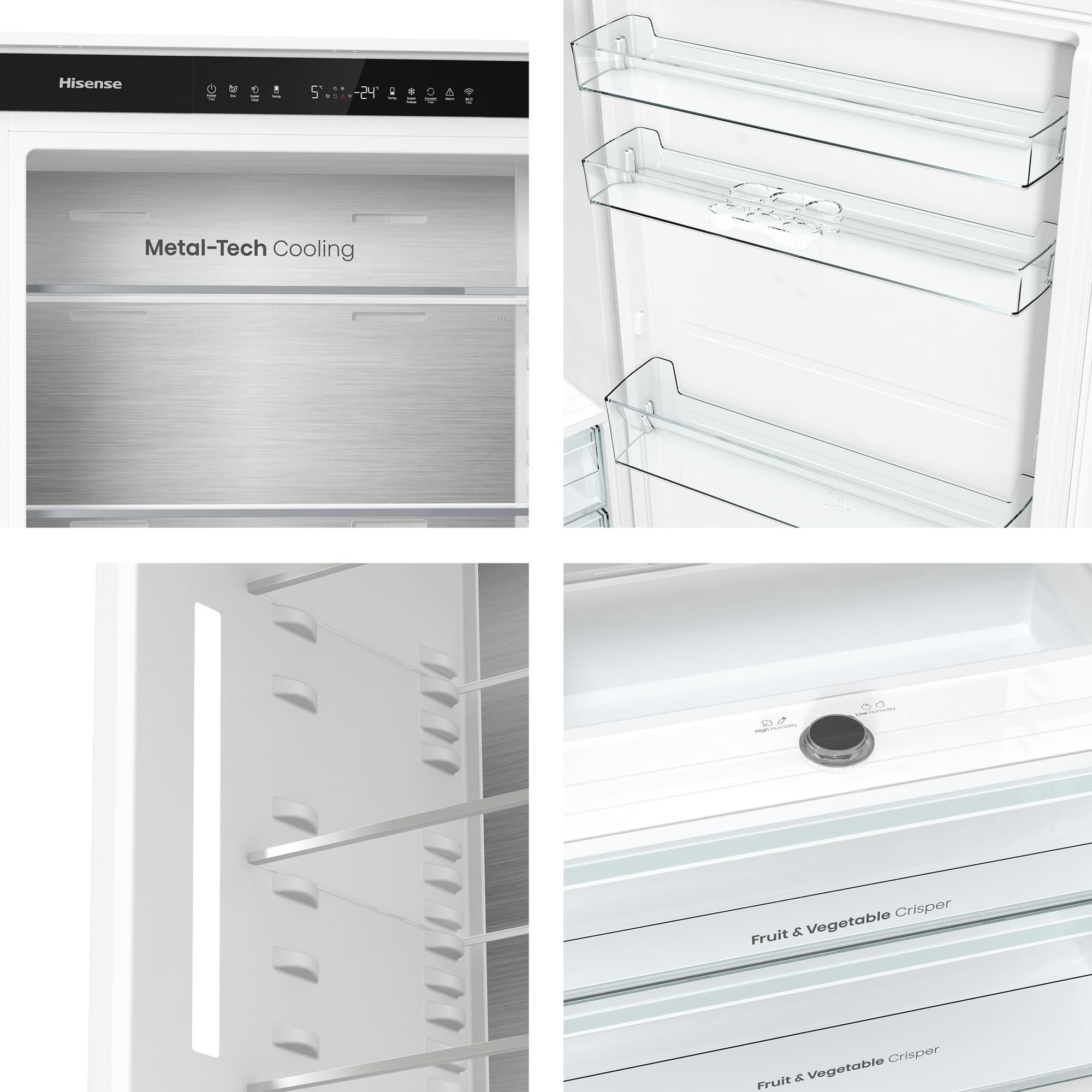 Hisense - RB3B370SAWD1 – Frigorífico Combi 2 Puertas De Integración Puerta Deslizante, Clase D, Capacidad 377L, Color Blanco