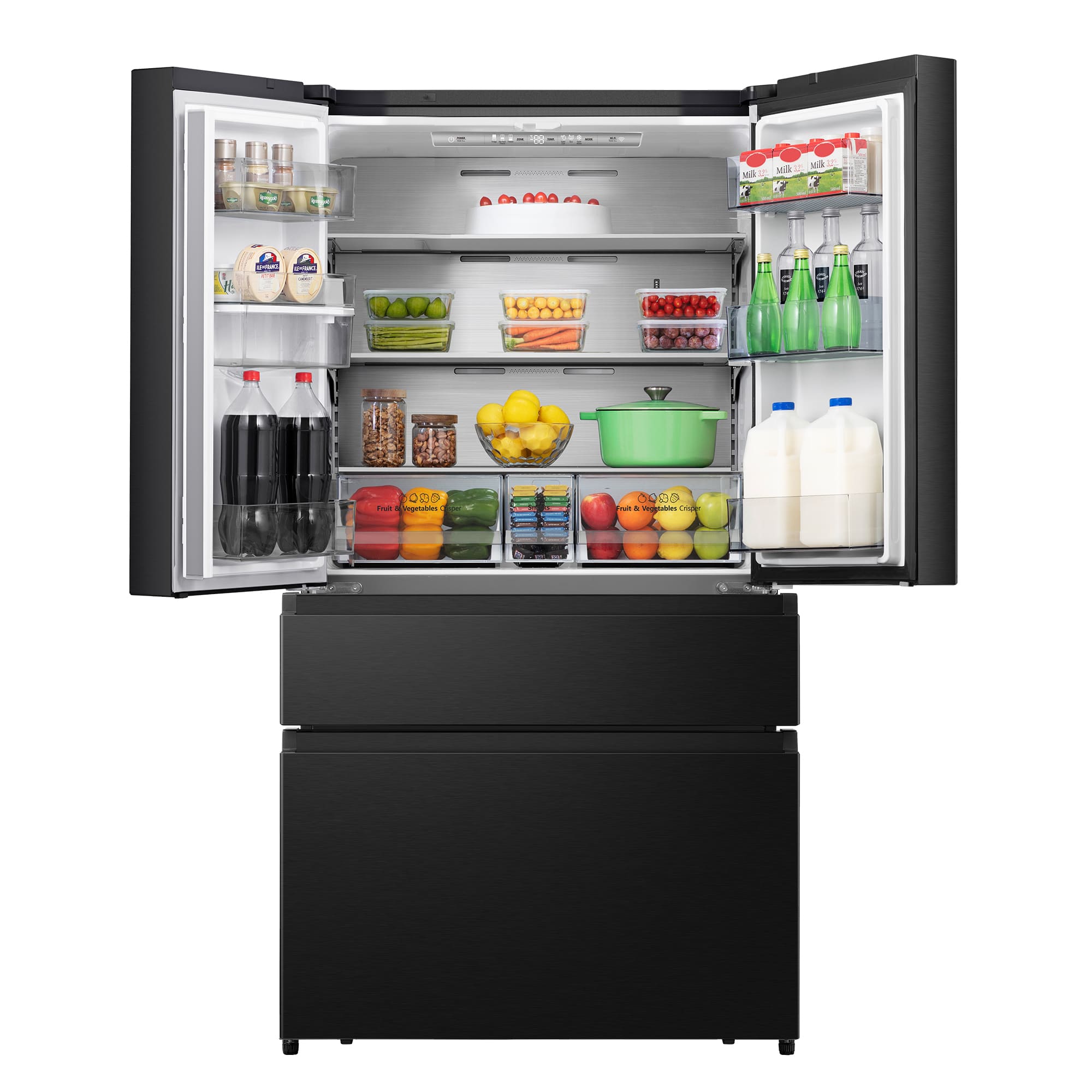 Hisense - RF749N4SWFE – Frigorífico Americano Cajón Frances De Libre Instalación, Clase E, Capacidad 579L, Color Inox