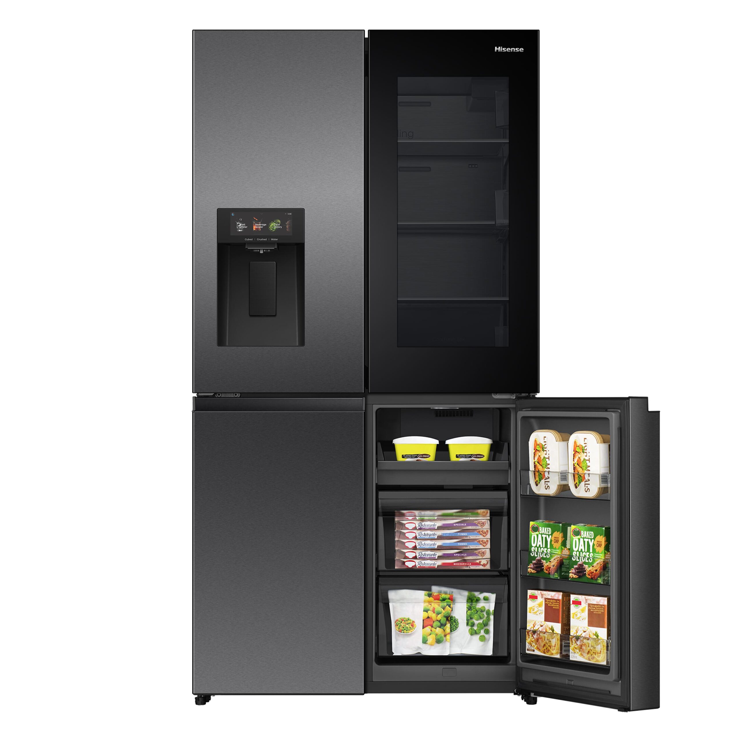 Hisense - RQ600P7SKE – Frigorífico Americano 4 Puertas De Libre Instalación, Clase E , Capacidad 511L, Color Negro