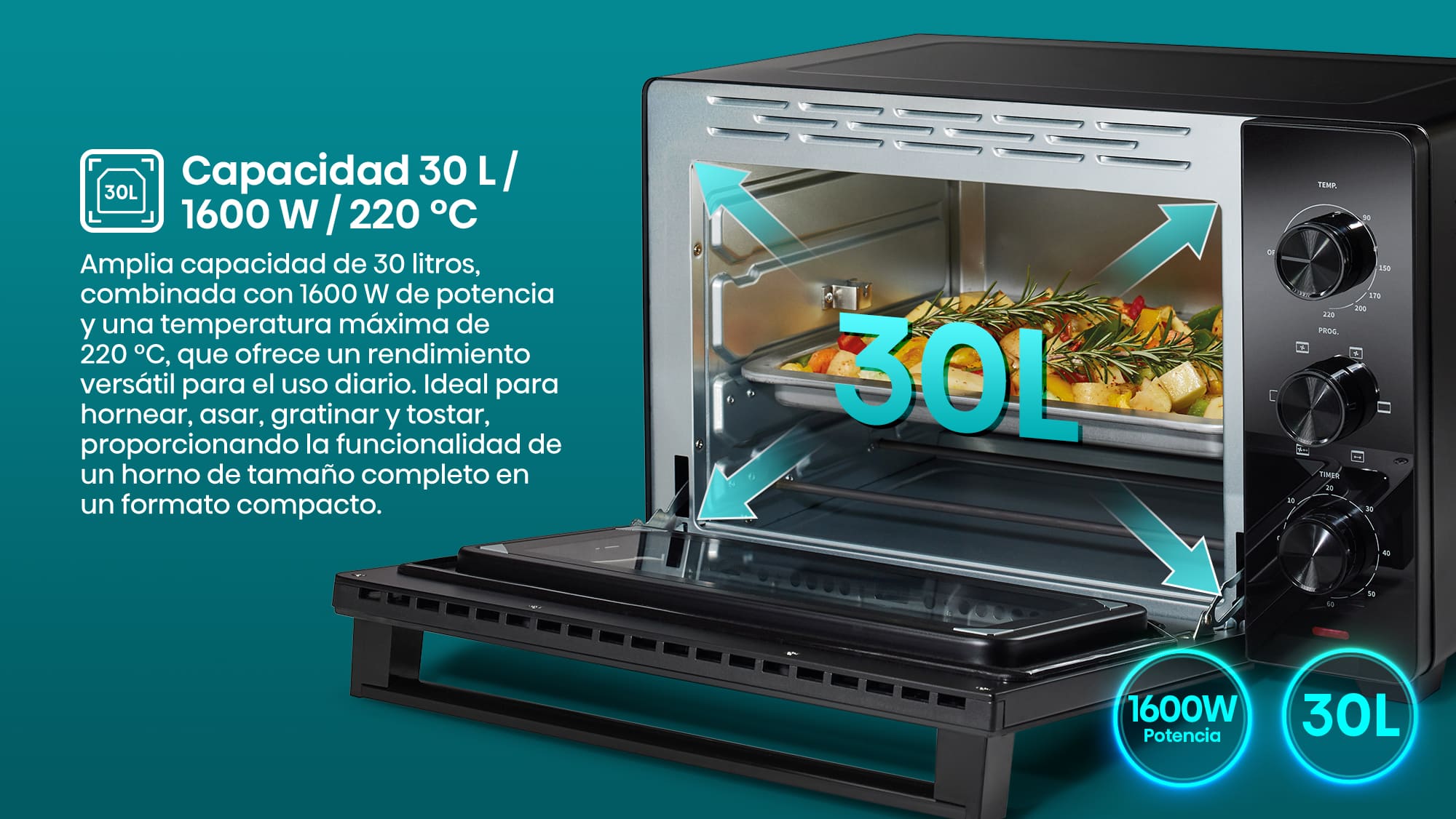 2-30 L Capacity _ 1600 W _ 220 °C